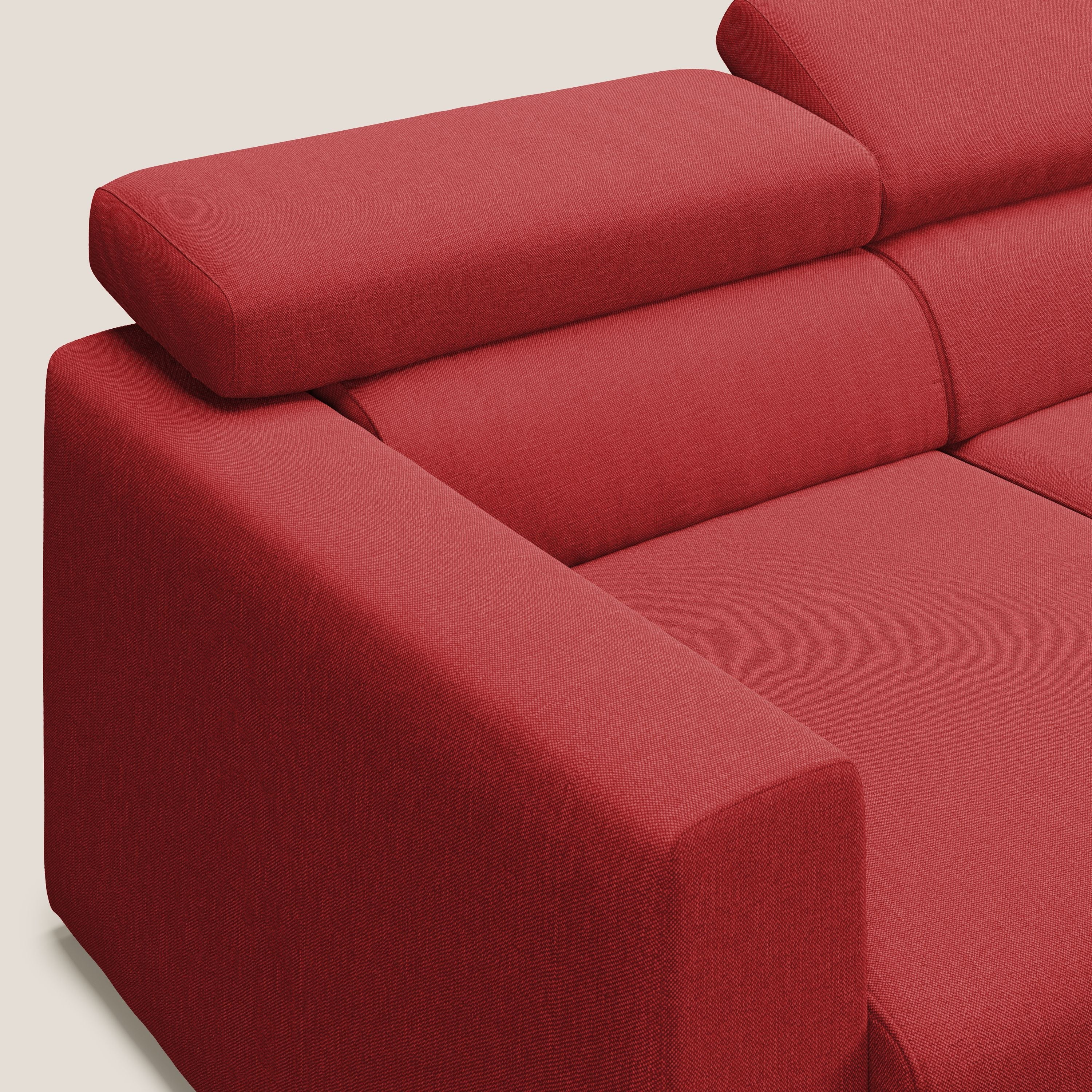 Dylan canapé avec pouf extractible à 3 assises en tissu effet coton imperméable T13 rouge - Image 11