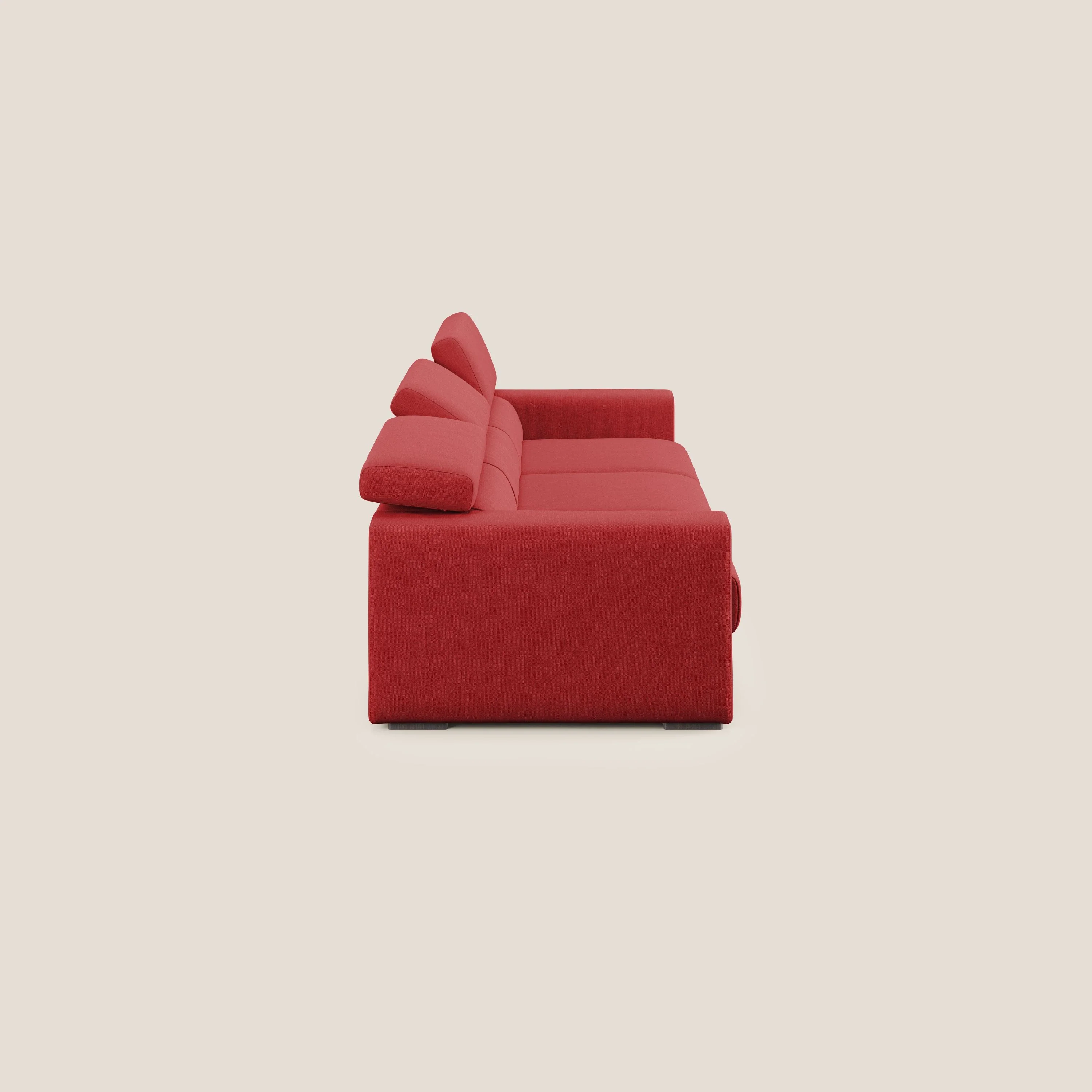 Dylan canapé avec pouf extractible à 3 assises en tissu effet coton imperméable T13 rouge - Image 6