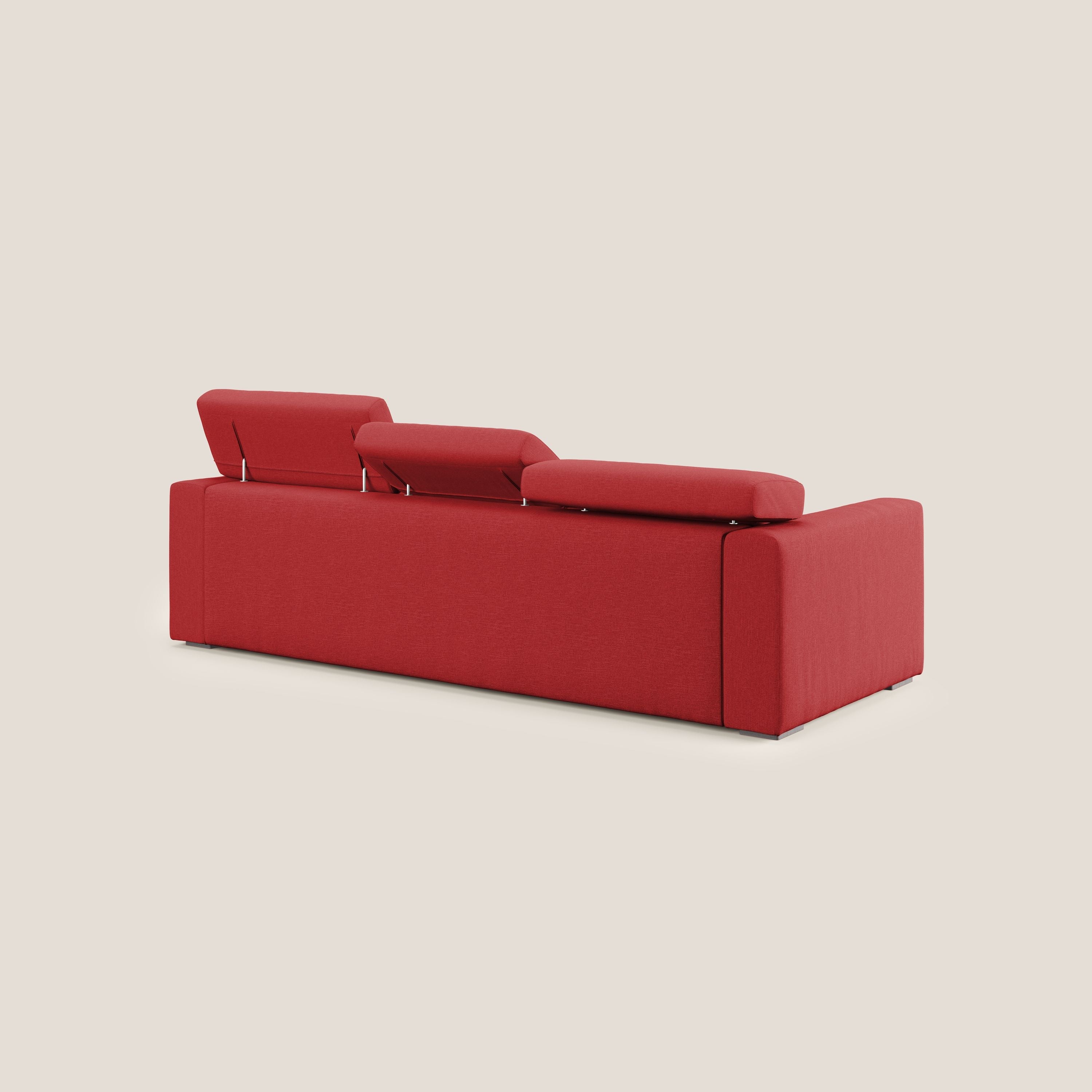 Dylan canapé avec pouf extractible à 3 assises en tissu effet coton imperméable T13 rouge - Image 7