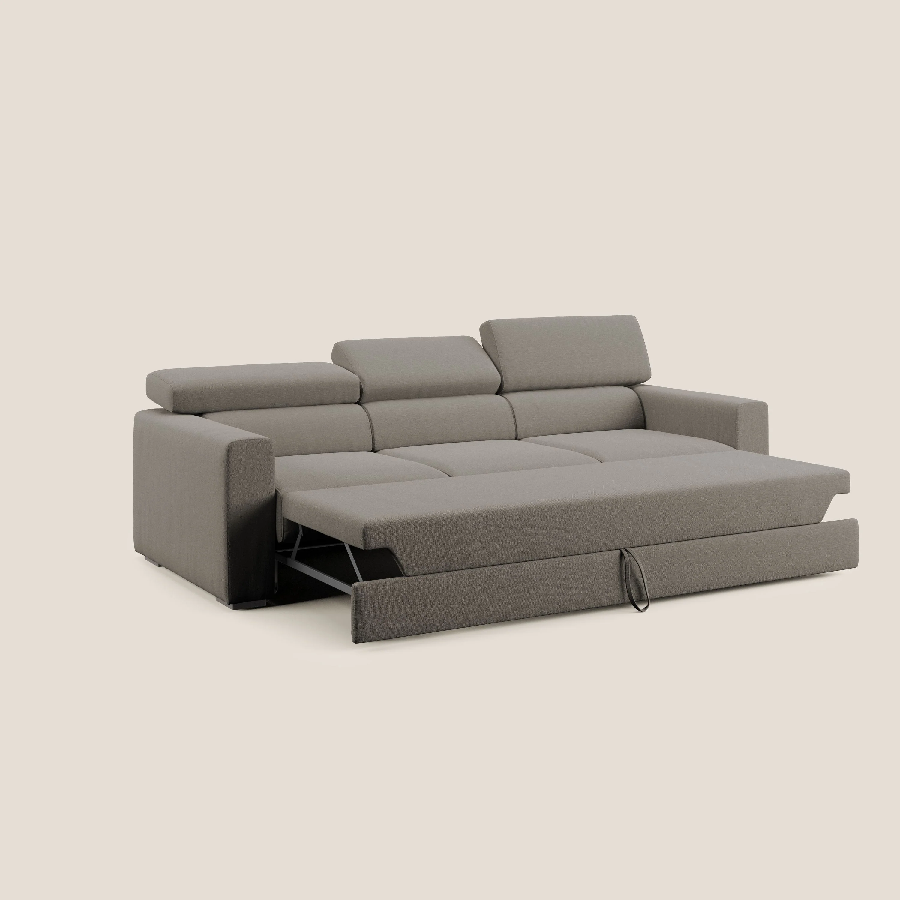 Dylan canapé avec pouf extractible à 3 assises en tissu effet coton imperméable T13 Taupe tortora - Image 2