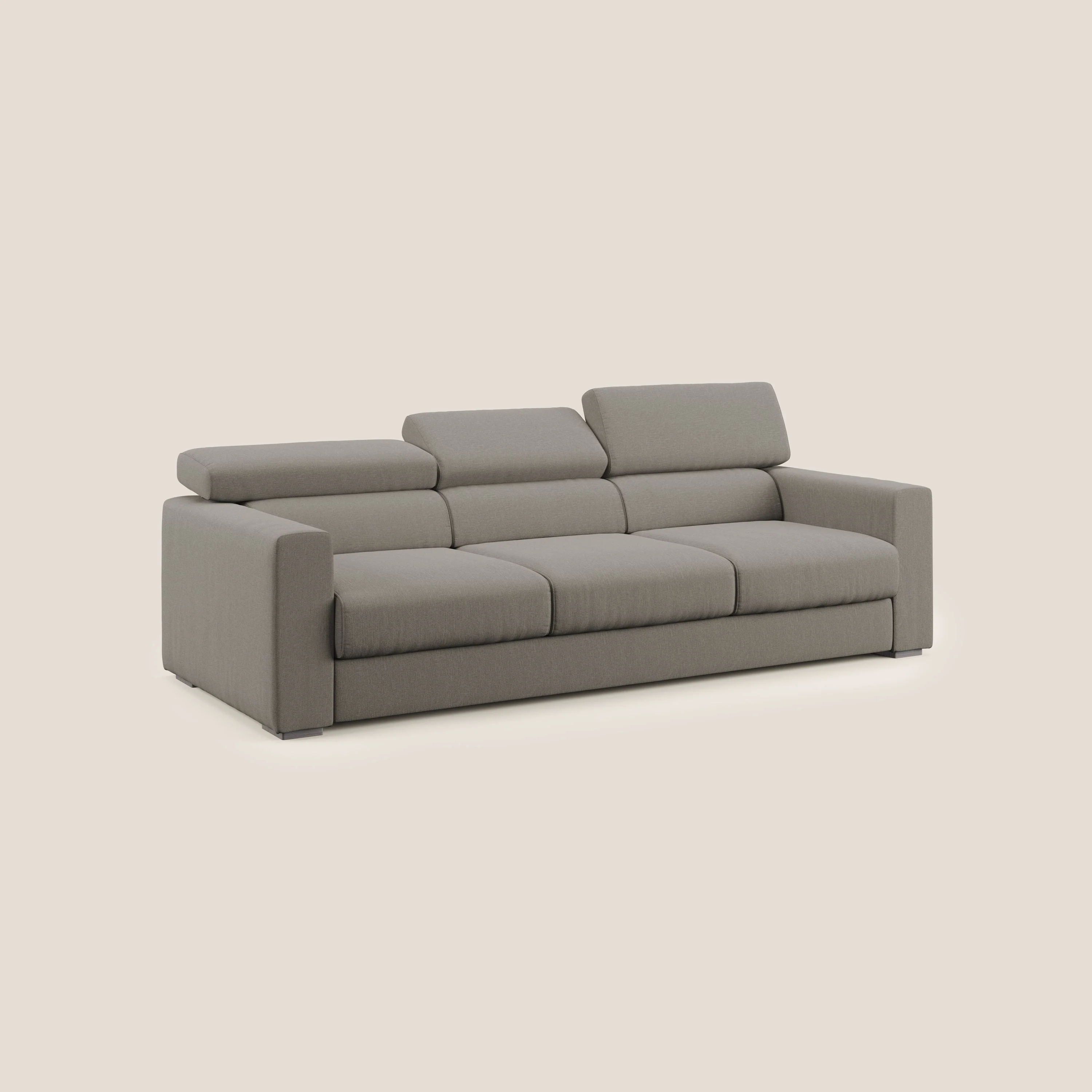 Dylan canapé avec pouf extractible à 3 assises en tissu effet coton imperméable T13 Taupe tortora - Image 3