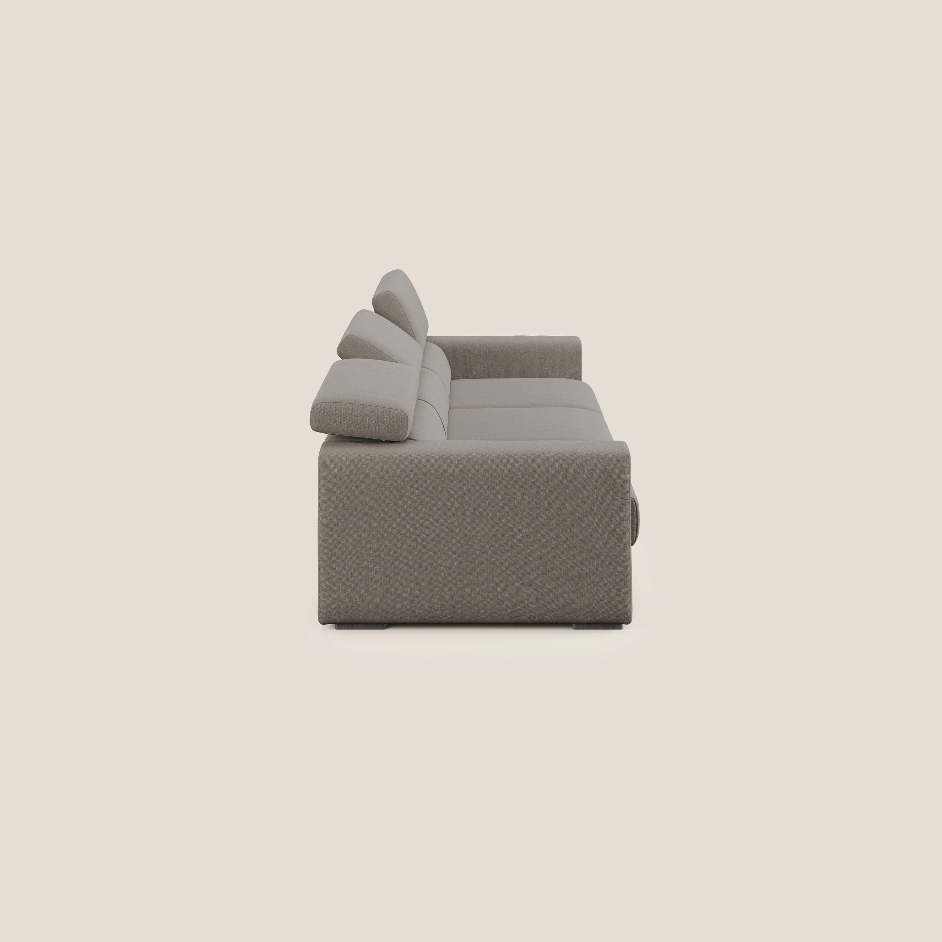 Dylan canapé avec pouf extractible à 3 assises en tissu effet coton imperméable T13 Taupe tortora - Image 4