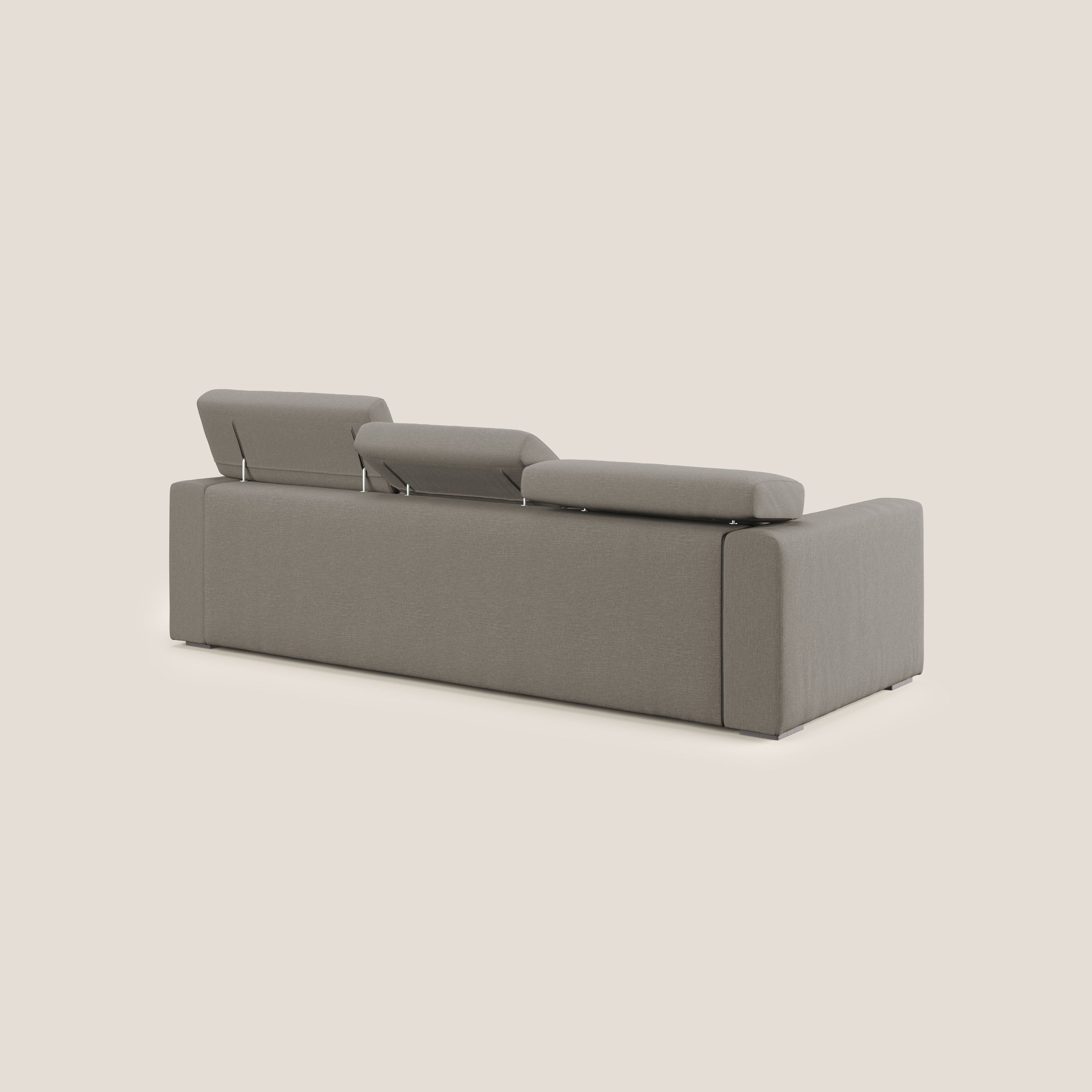 Dylan canapé avec pouf extractible à 3 assises en tissu effet coton imperméable T13 Taupe tortora - Image 5
