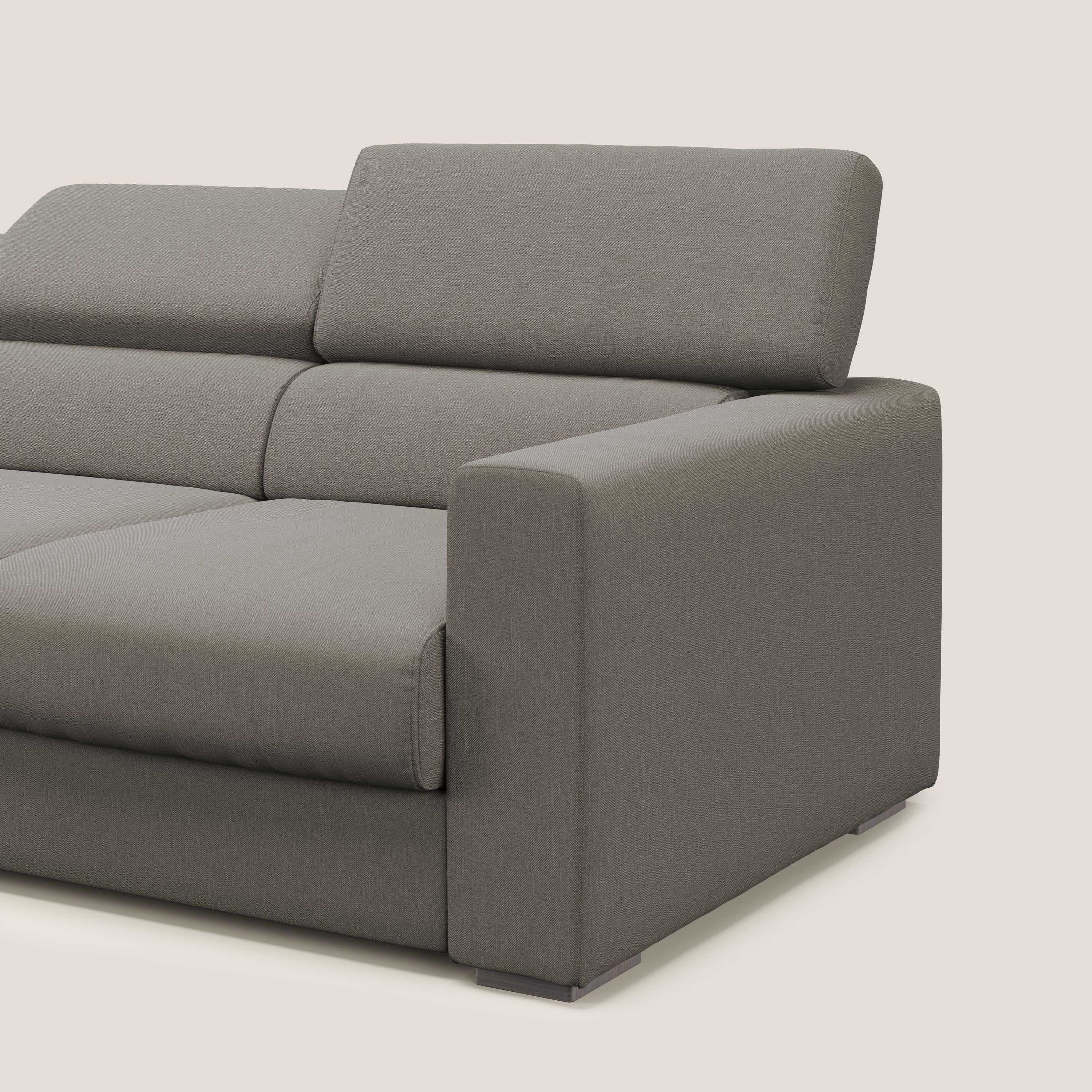 Dylan canapé avec pouf extractible à 3 assises en tissu effet coton imperméable T13 Taupe tortora - Image 7