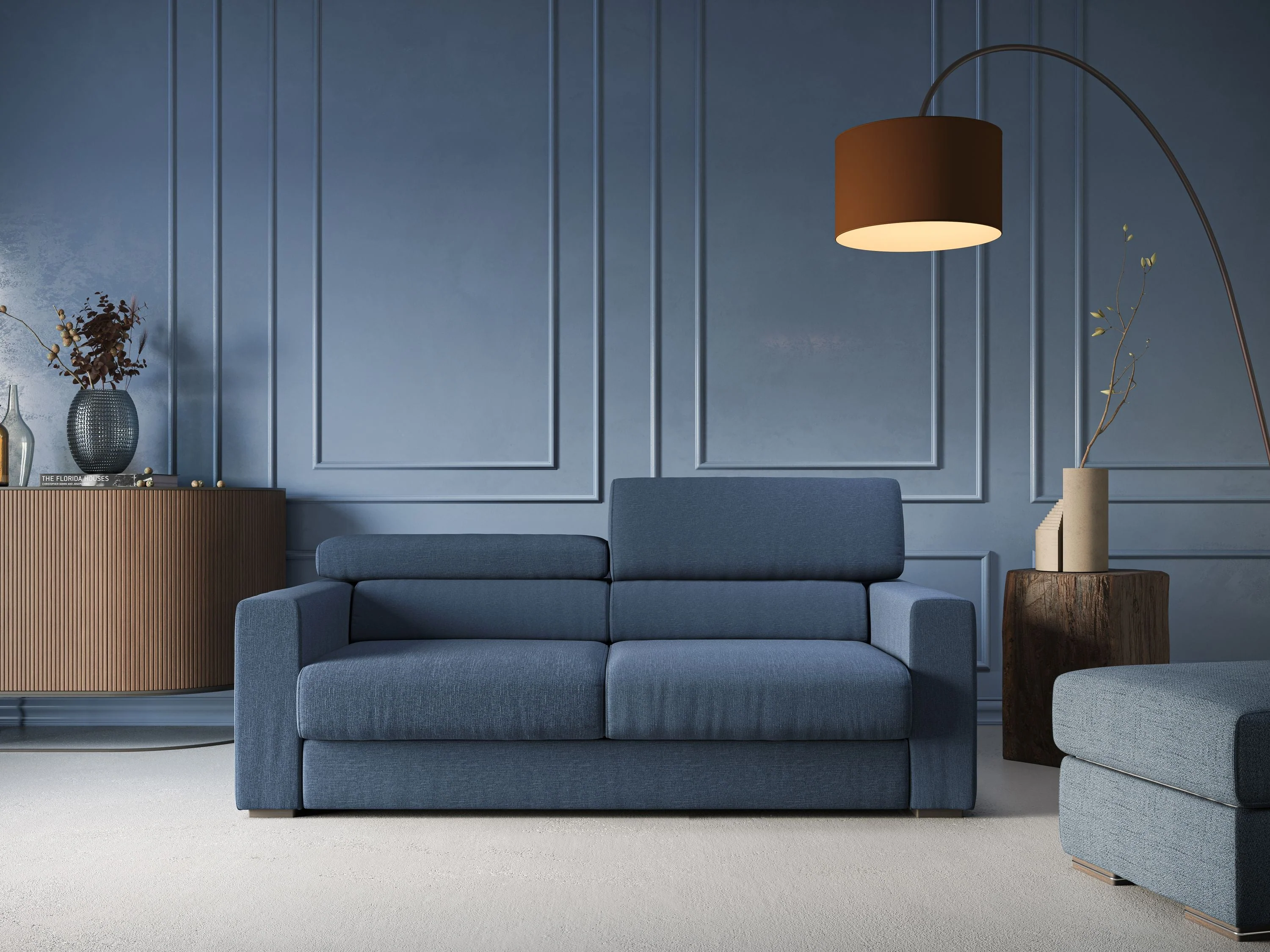 Dylan canapé avec pouf extractible en tissu effet coton imperméable T13 anthracite - Image 13