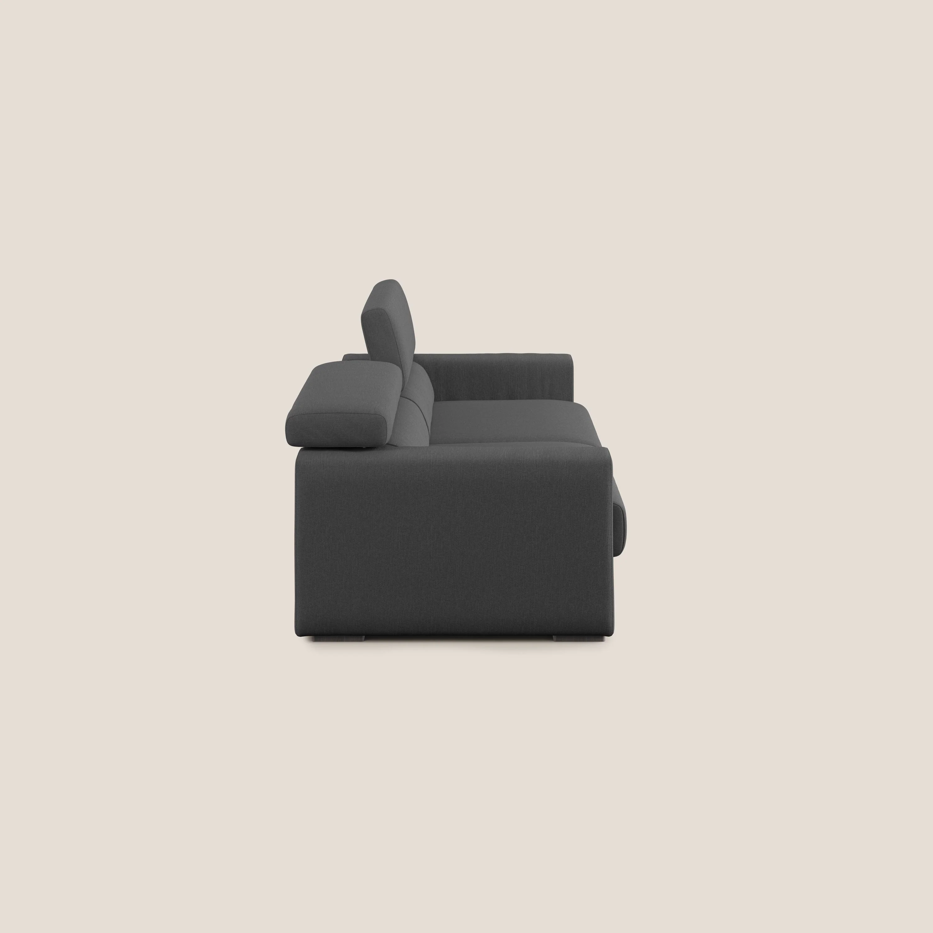 Dylan canapé avec pouf extractible en tissu effet coton imperméable T13 anthracite - Image 4