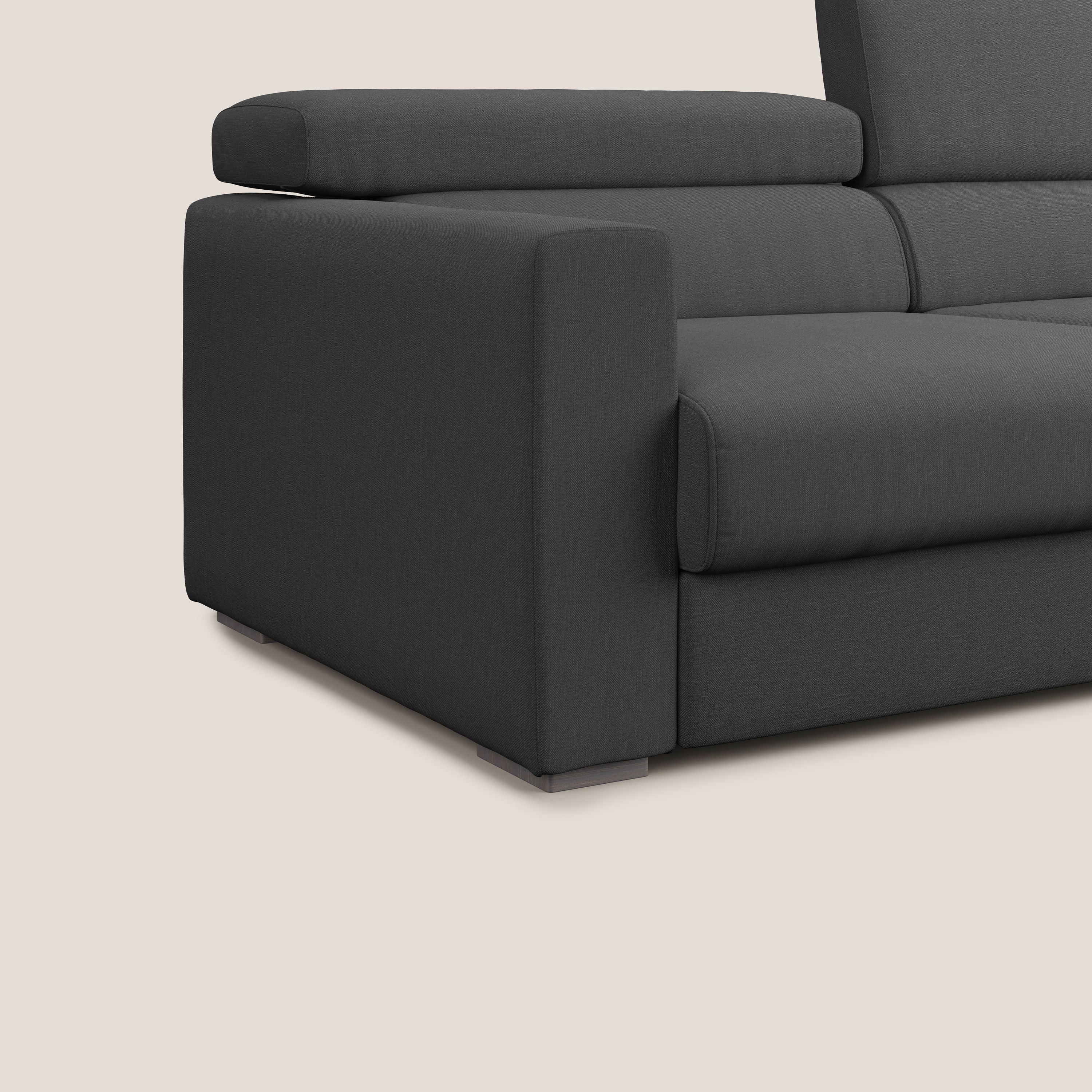 Dylan canapé avec pouf extractible en tissu effet coton imperméable T13 anthracite - Image 7