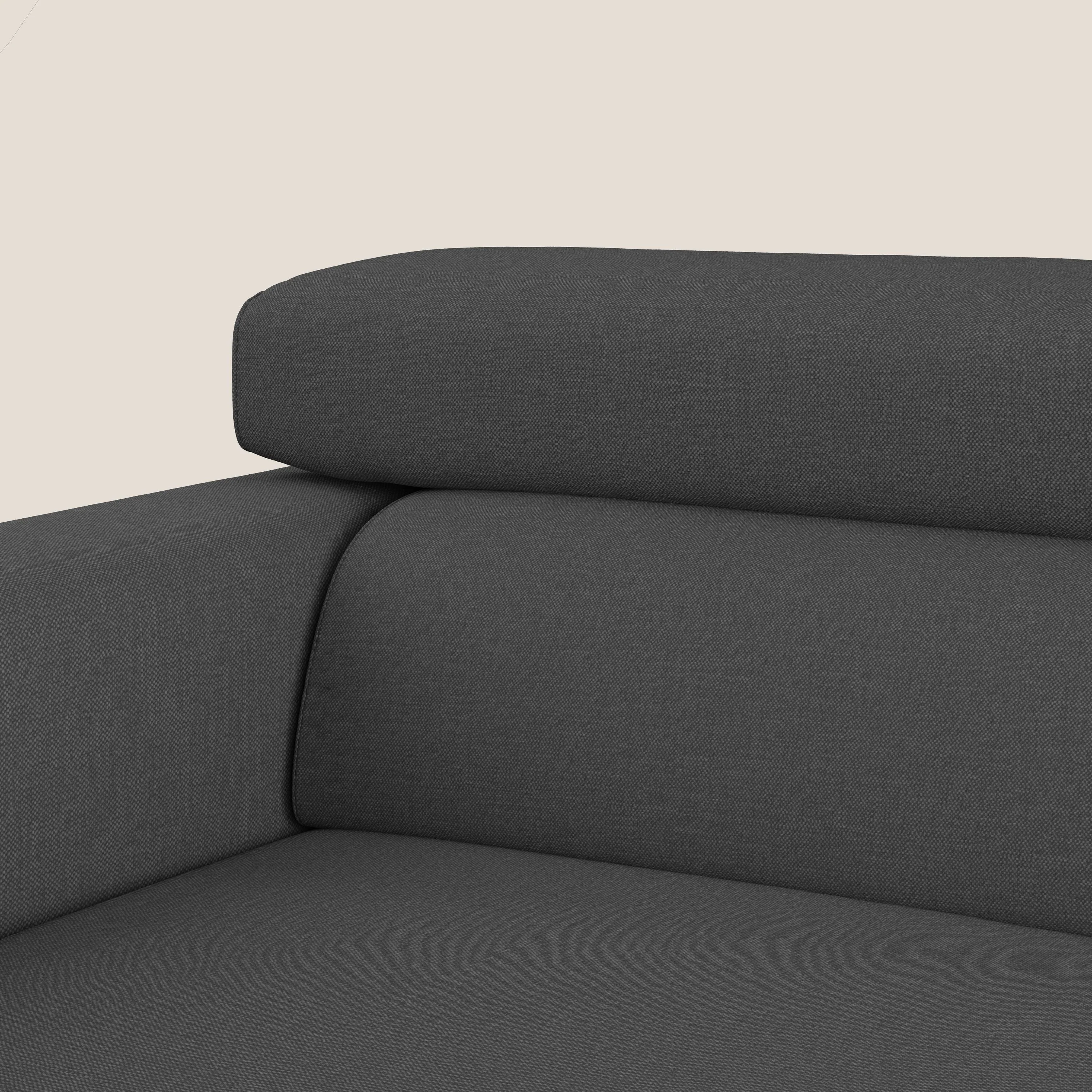 Dylan canapé avec pouf extractible en tissu effet coton imperméable T13 anthracite - Image 9