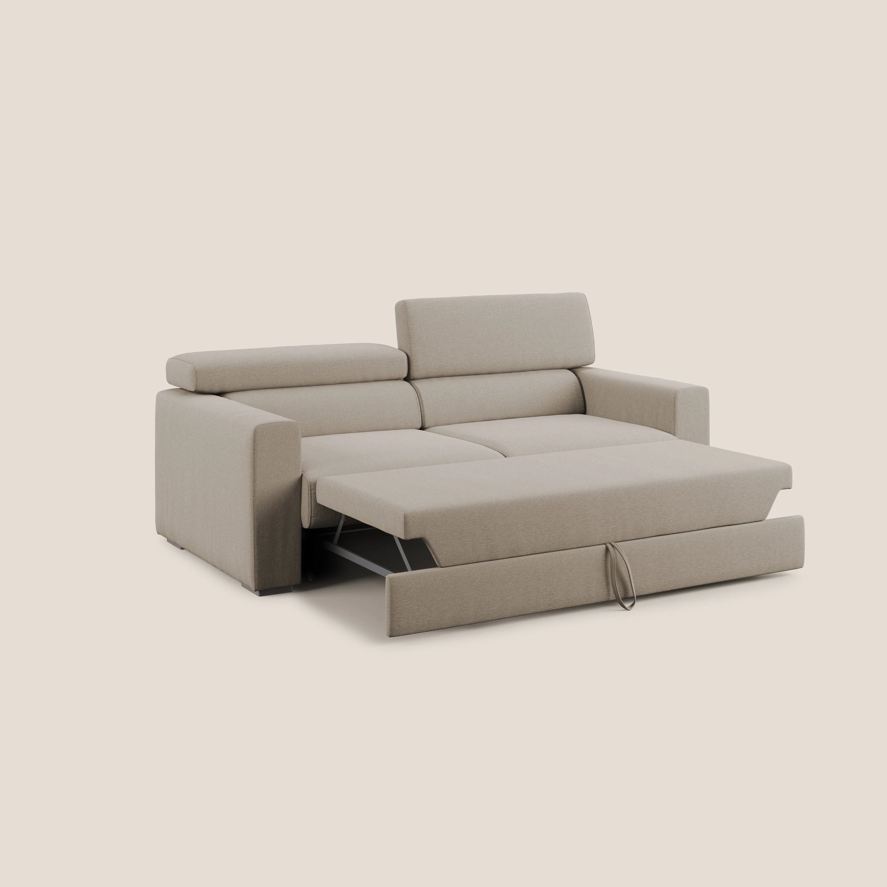 Dylan canapé avec pouf extractible en tissu effet coton imperméable T13 beige - Image 2