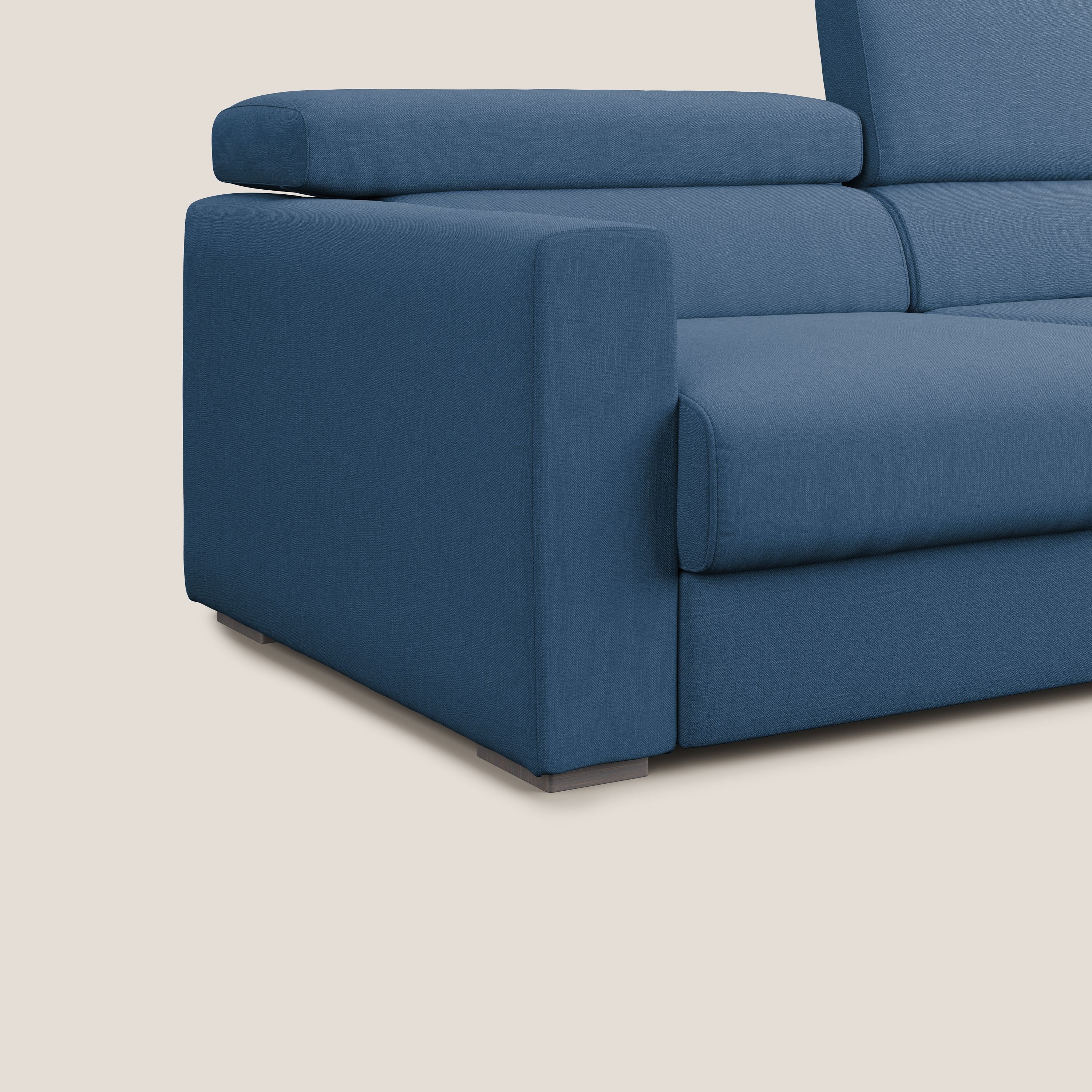 Dylan canapé avec pouf extractible en tissu effet coton imperméable T13 bleu - Image 9