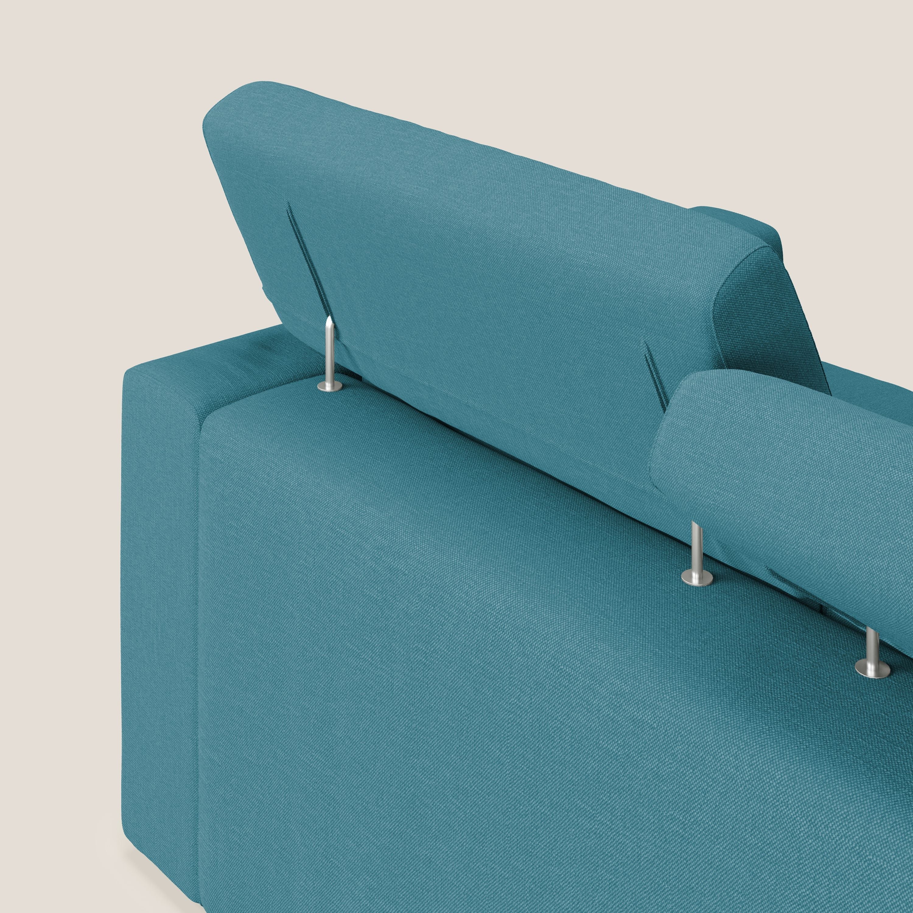 Dylan canapé avec pouf extractible en tissu effet coton imperméable T13 bleu ciel - Image 10