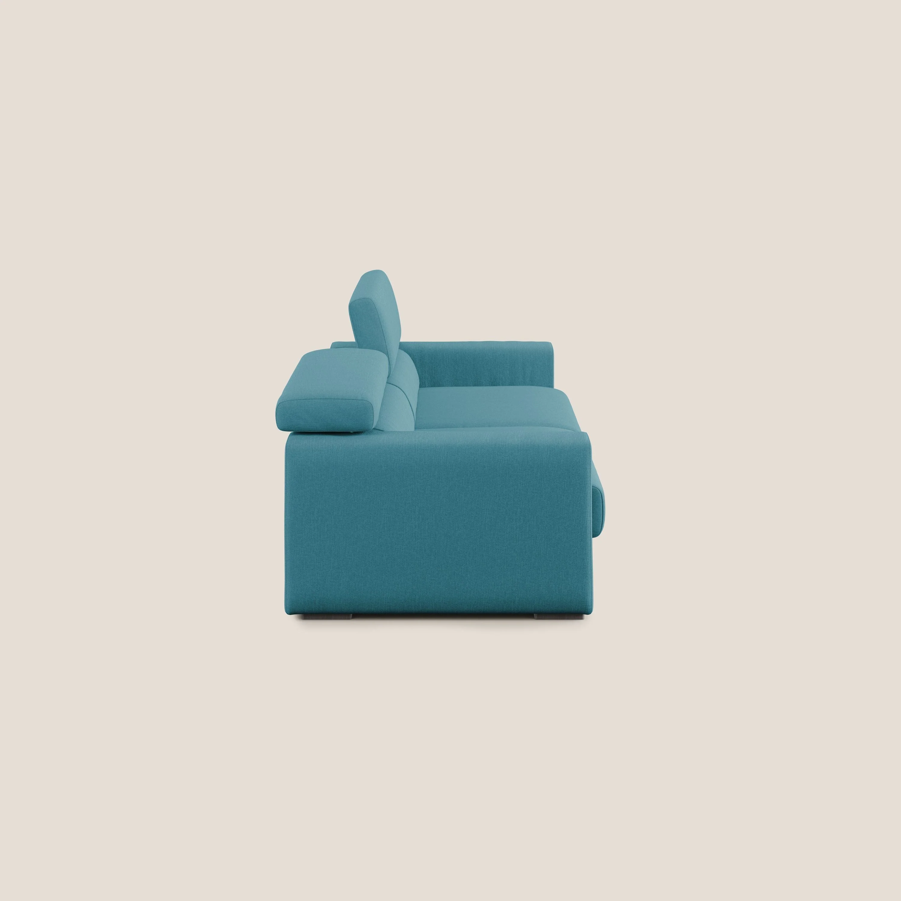 Dylan canapé avec pouf extractible en tissu effet coton imperméable T13 bleu ciel - Image 4
