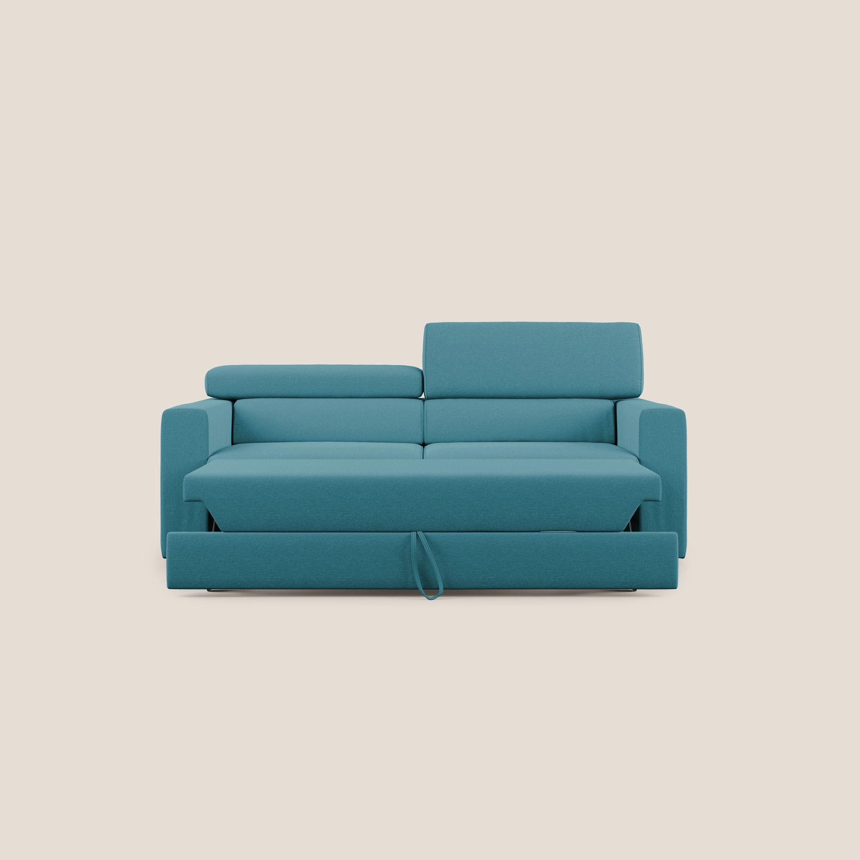 Dylan canapé avec pouf extractible en tissu effet coton imperméable T13 bleu ciel - Image 6