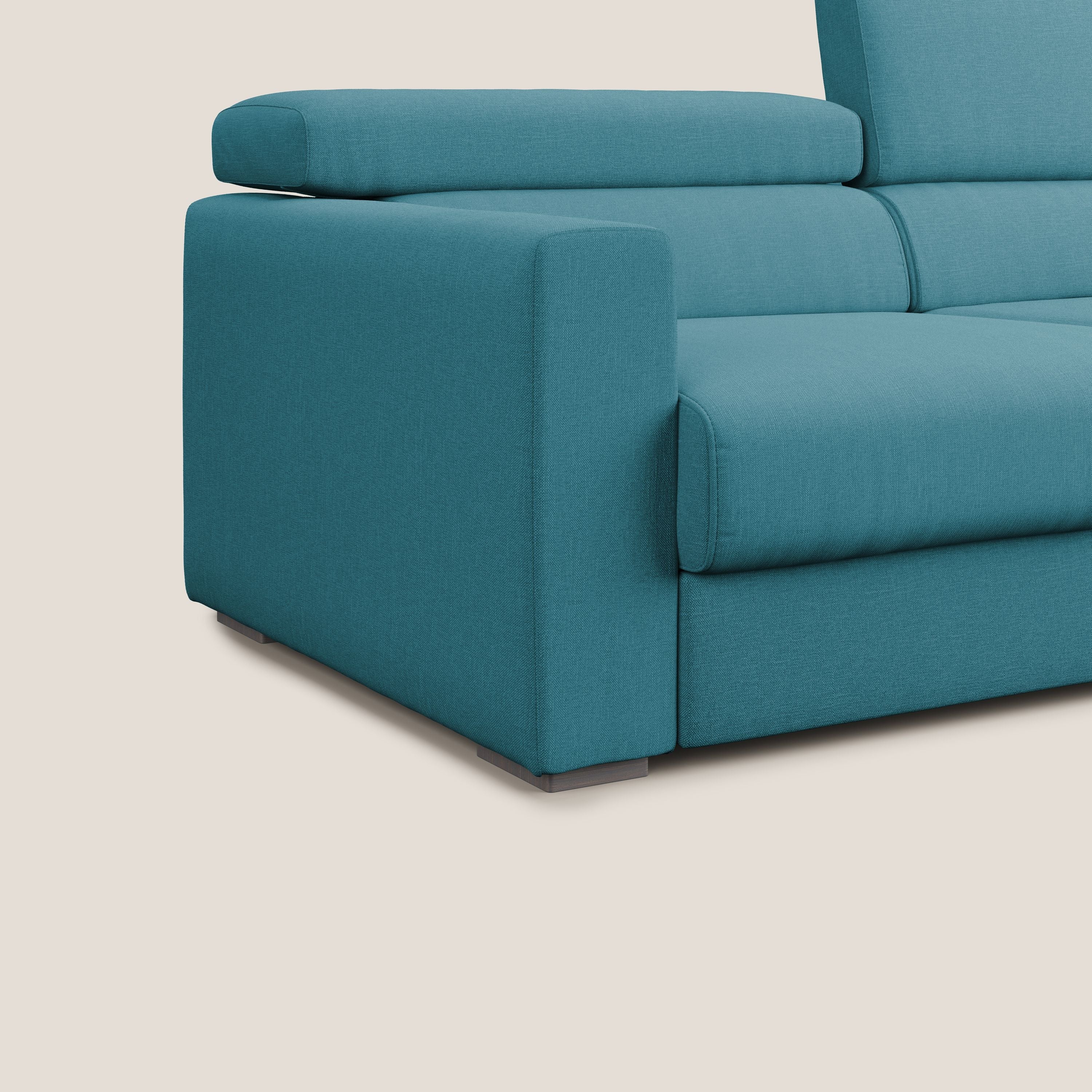 Dylan canapé avec pouf extractible en tissu effet coton imperméable T13 bleu ciel - Image 7