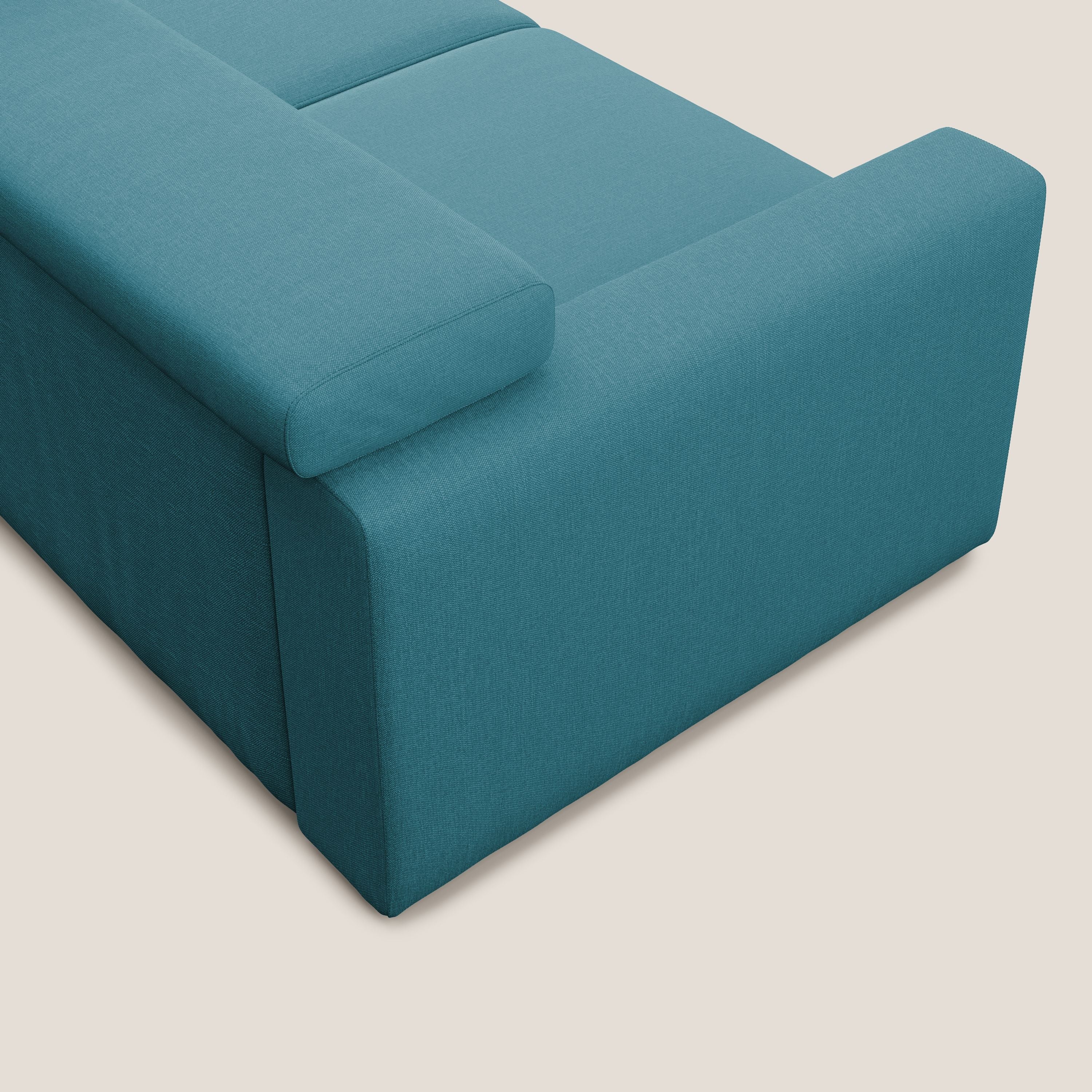 Dylan canapé avec pouf extractible en tissu effet coton imperméable T13 bleu ciel - Image 8