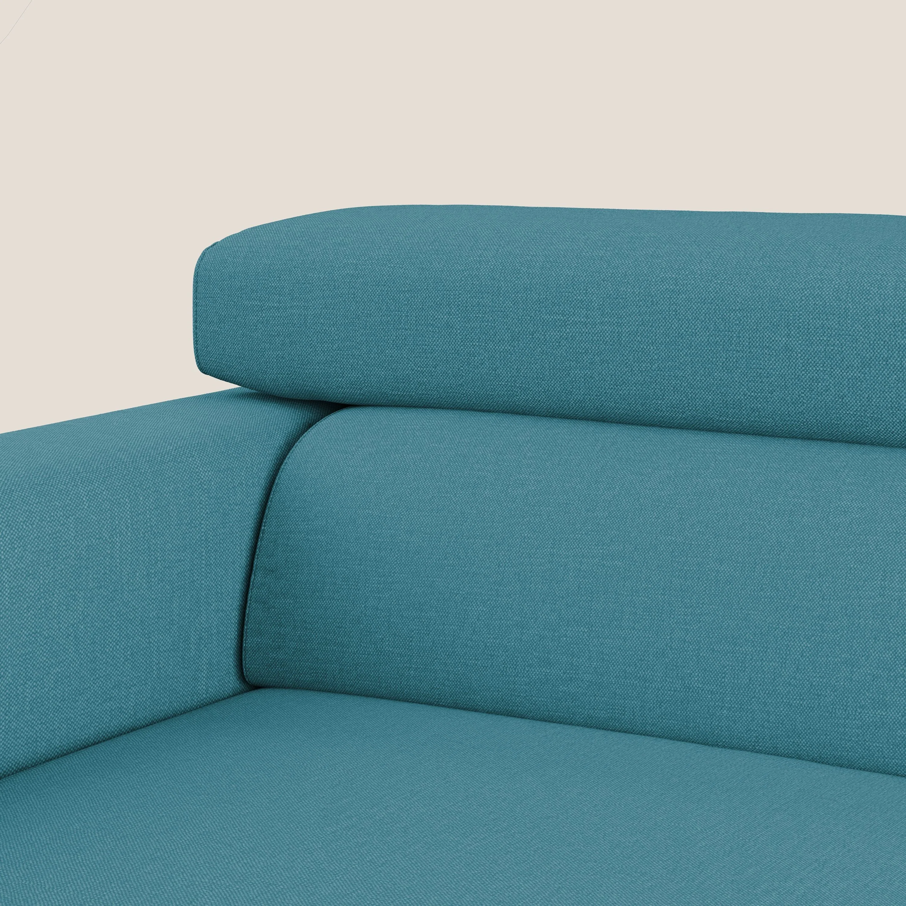 Dylan canapé avec pouf extractible en tissu effet coton imperméable T13 bleu ciel - Image 9