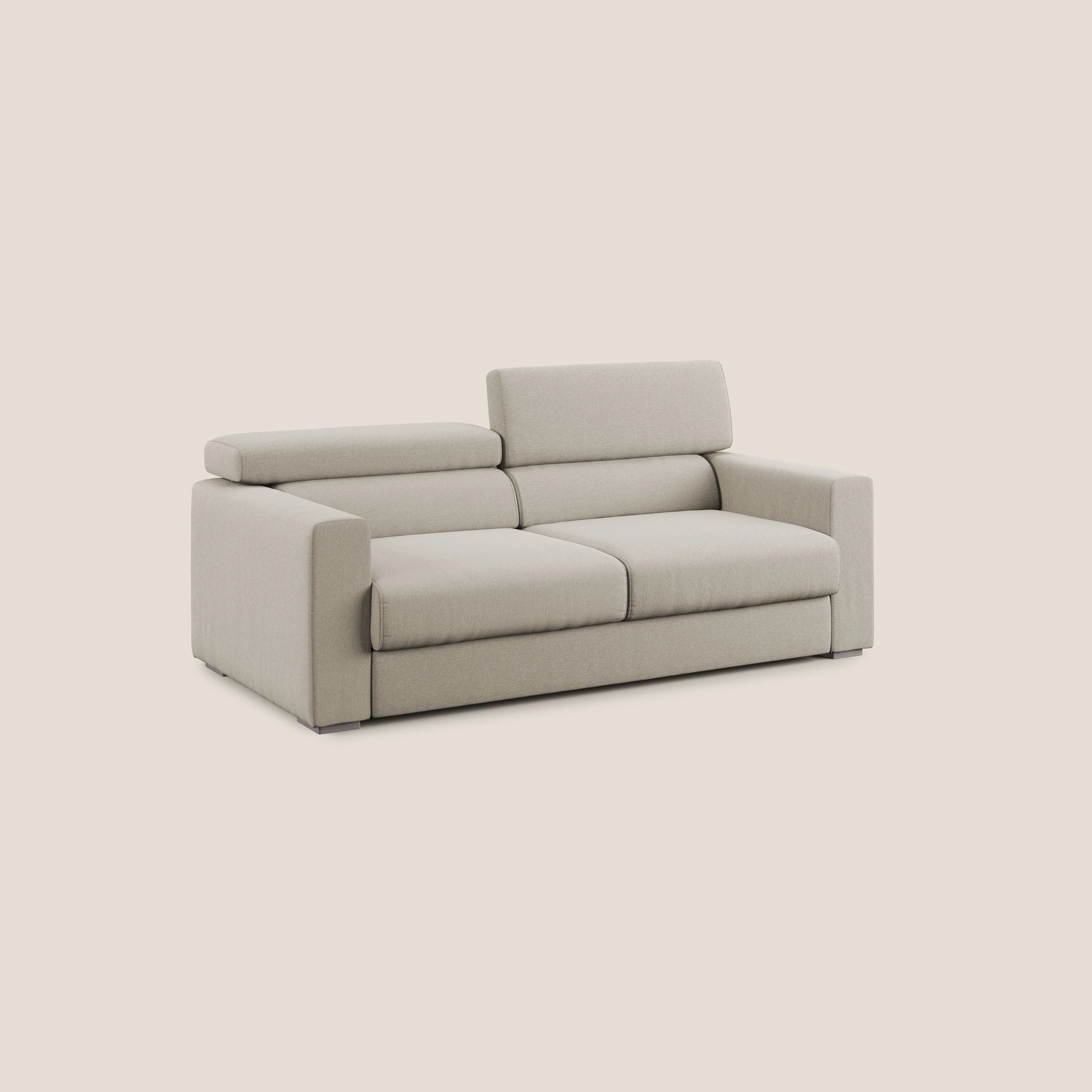 Dylan canapé avec pouf extractible en tissu effet coton imperméable T13 crème - Image 3