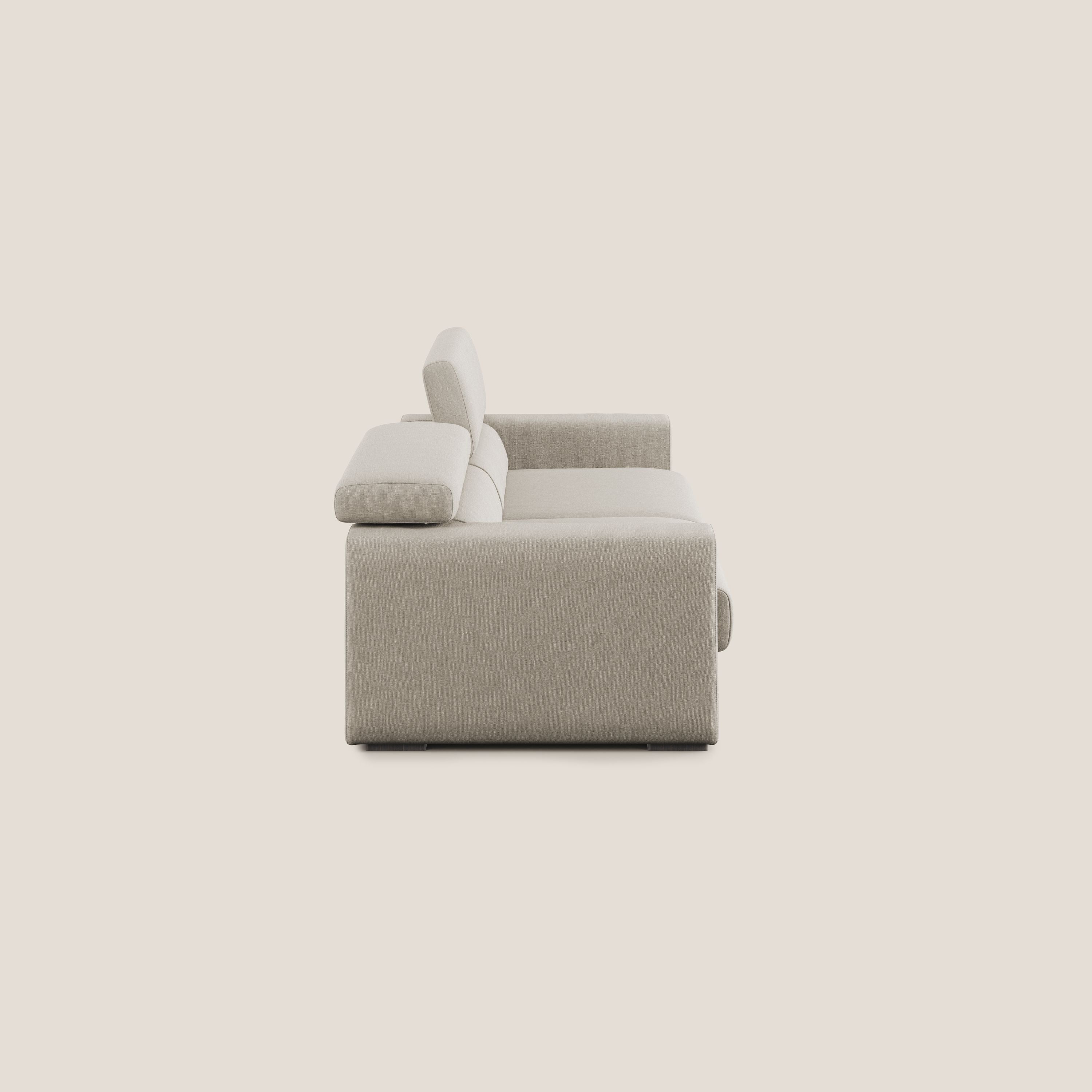 Dylan canapé avec pouf extractible en tissu effet coton imperméable T13 crème - Image 4