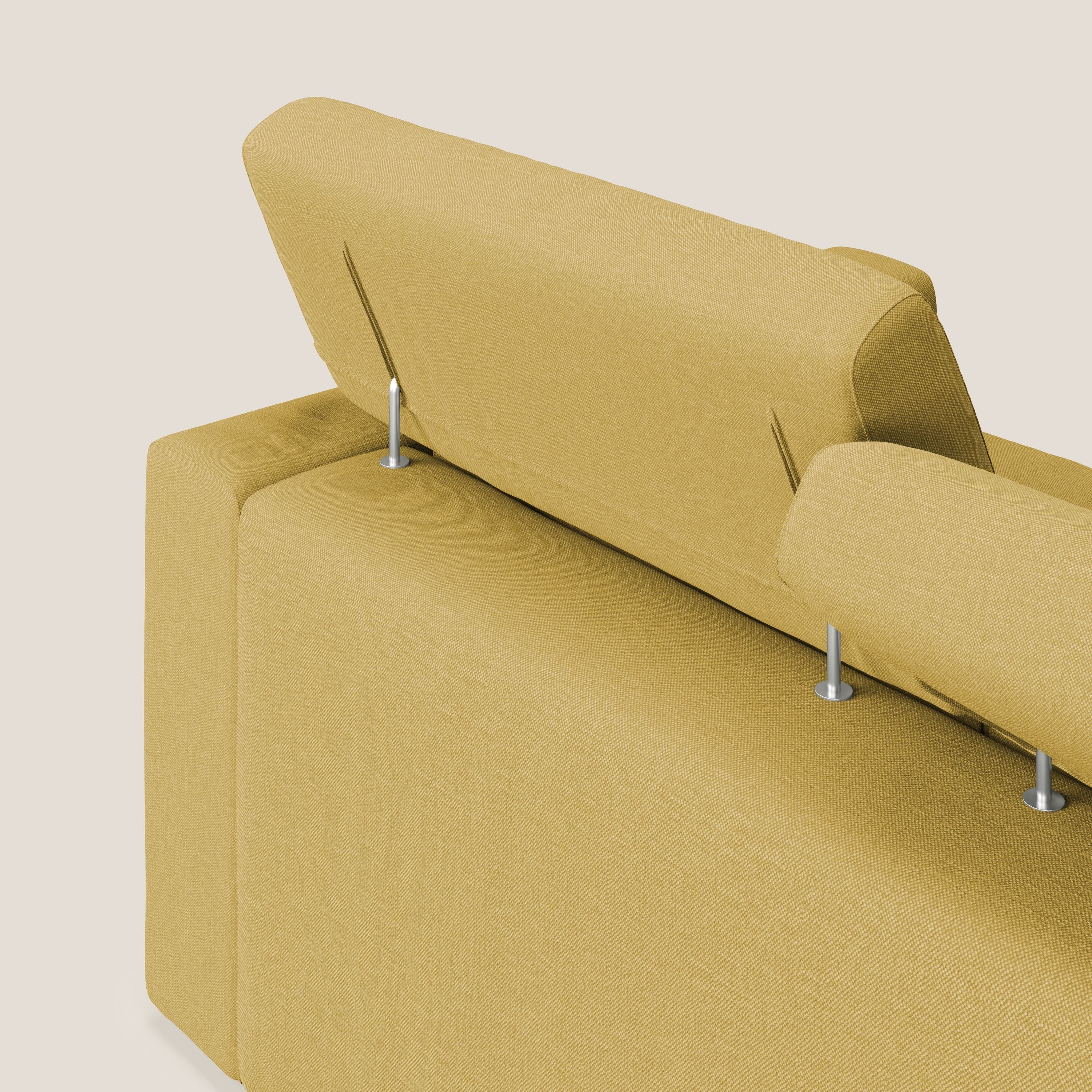 Dylan canapé avec pouf extractible en tissu effet coton imperméable T13 jaune - Image 10