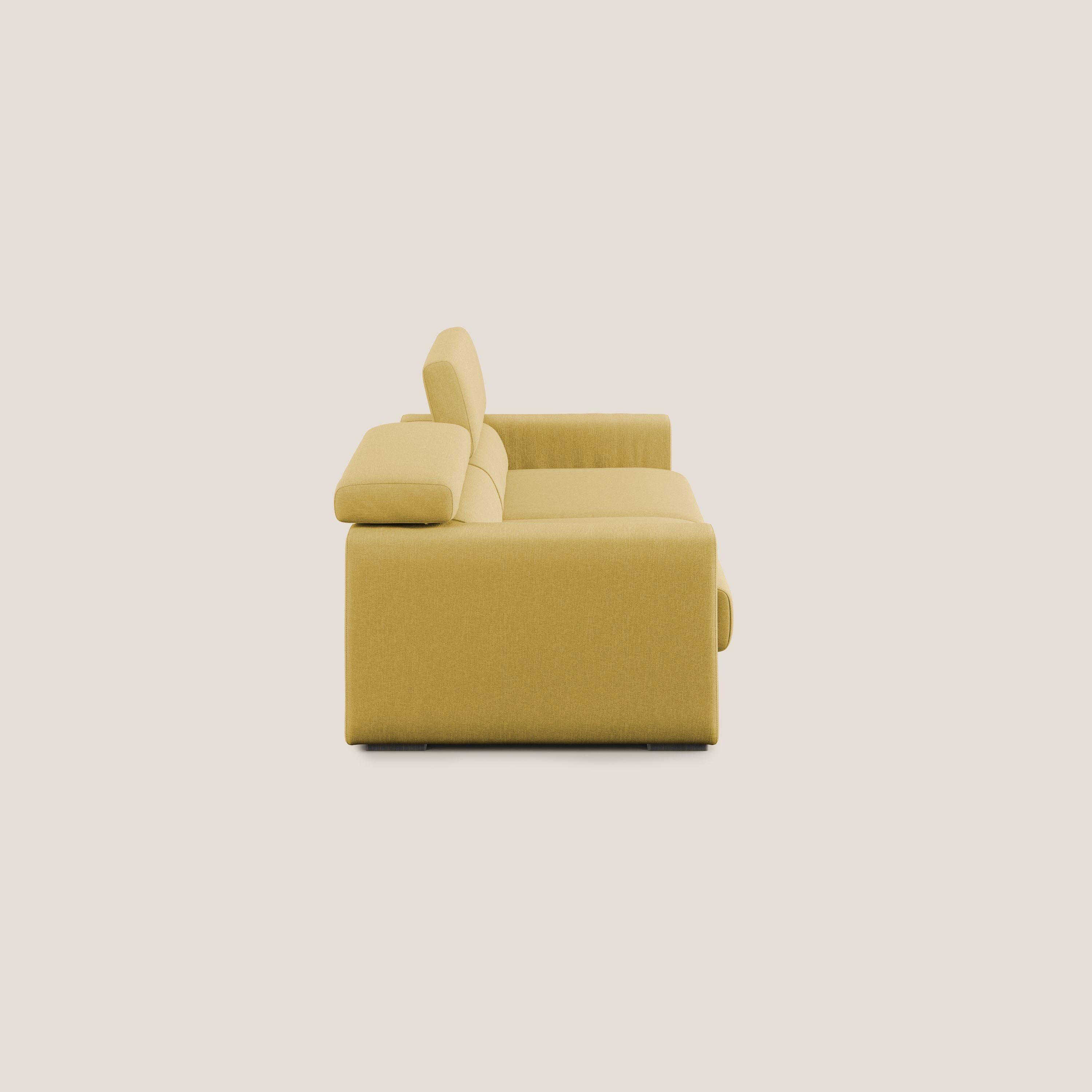 Dylan canapé avec pouf extractible en tissu effet coton imperméable T13 jaune - Image 4