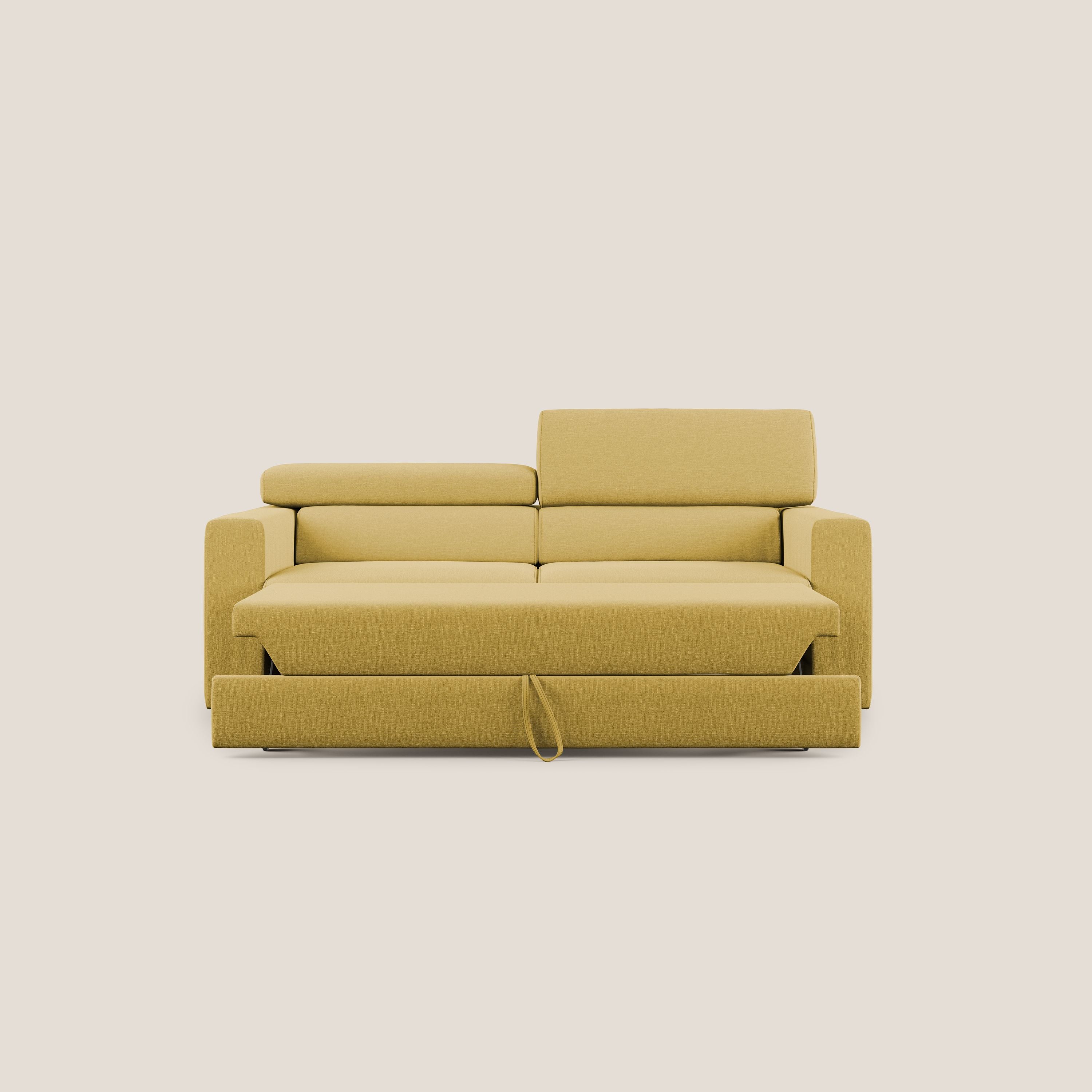 Dylan canapé avec pouf extractible en tissu effet coton imperméable T13 jaune - Image 6