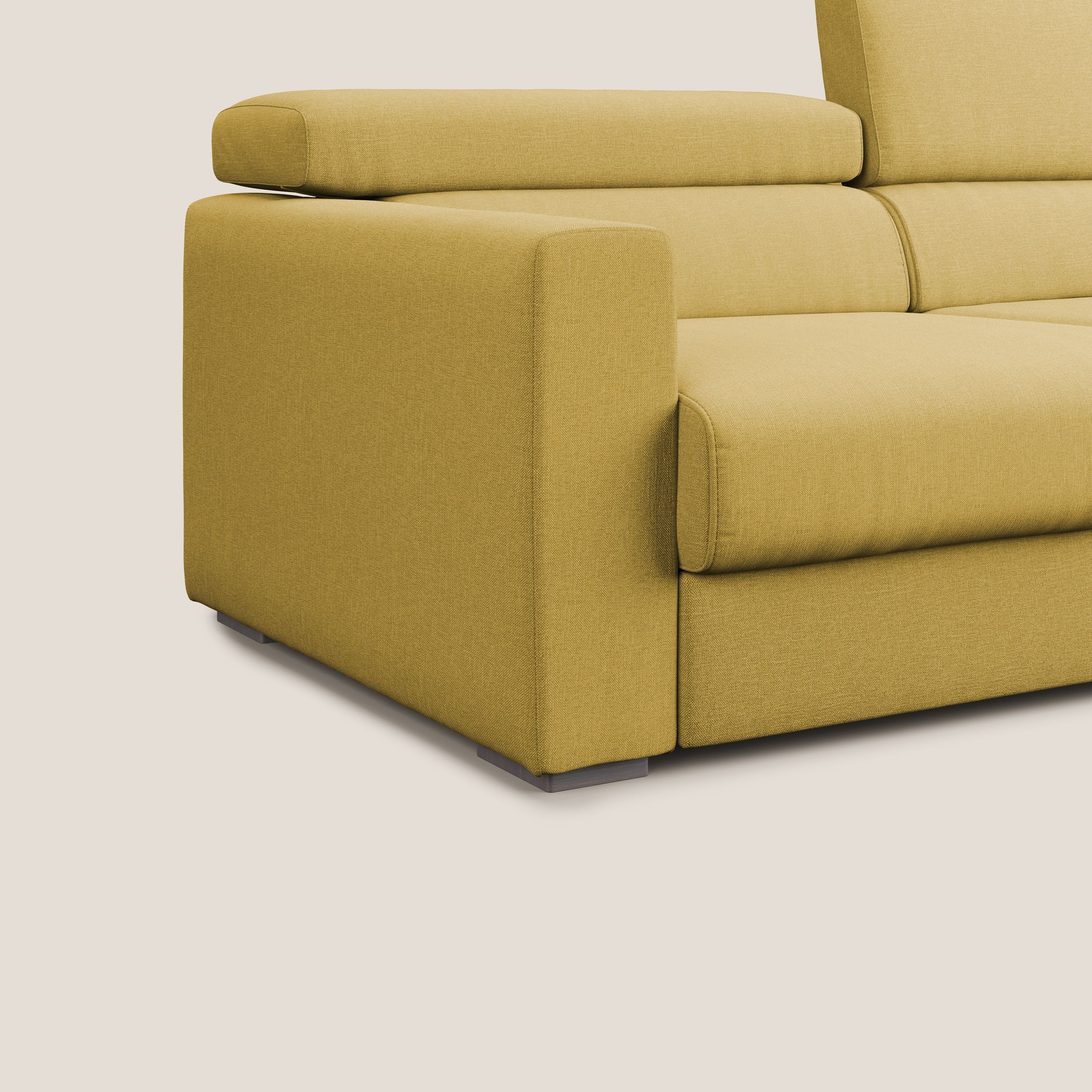 Dylan canapé avec pouf extractible en tissu effet coton imperméable T13 jaune - Image 7