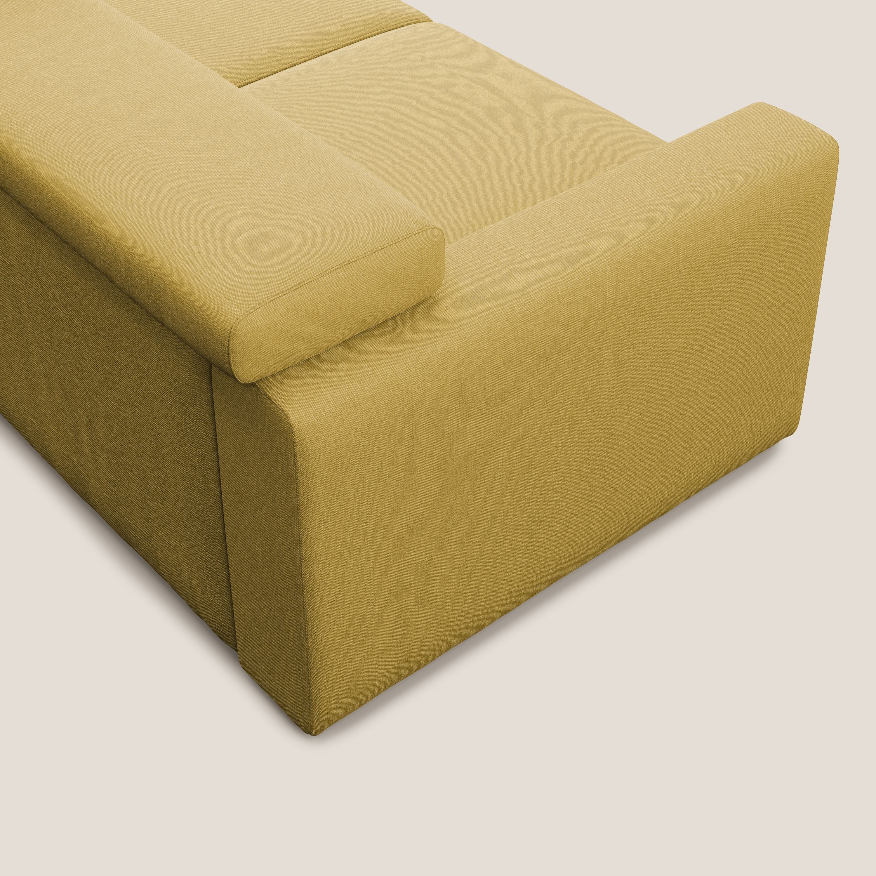 Dylan canapé avec pouf extractible en tissu effet coton imperméable T13 jaune - Image 8