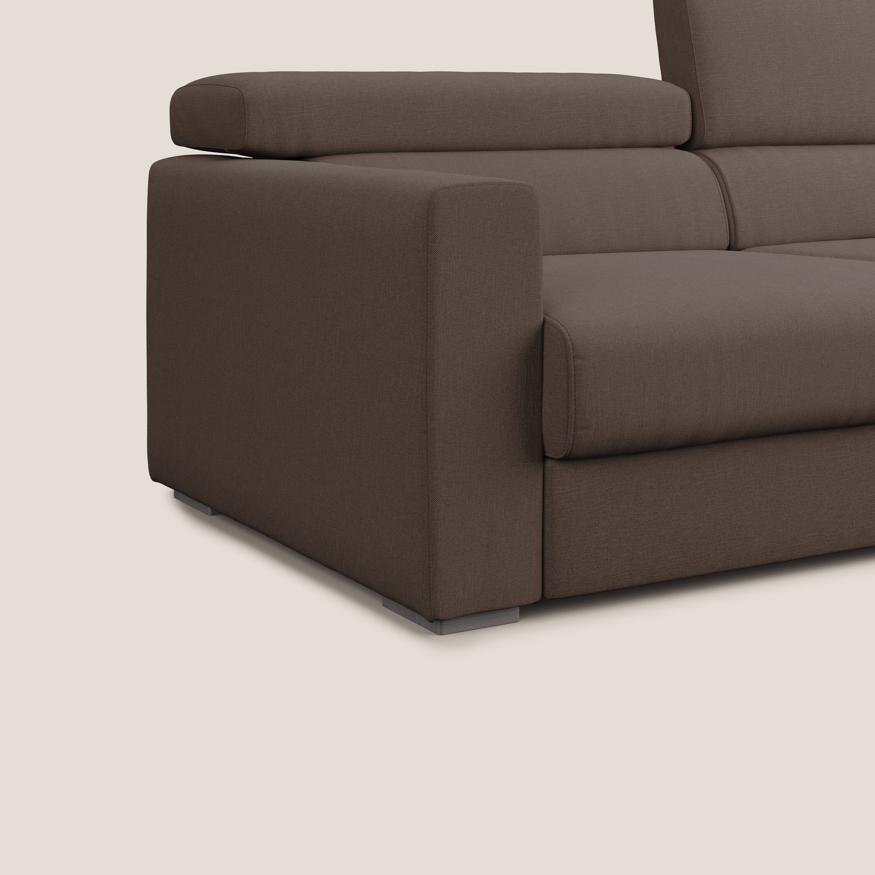 Dylan canapé avec pouf extractible en tissu effet coton imperméable T13 marron - Image 7