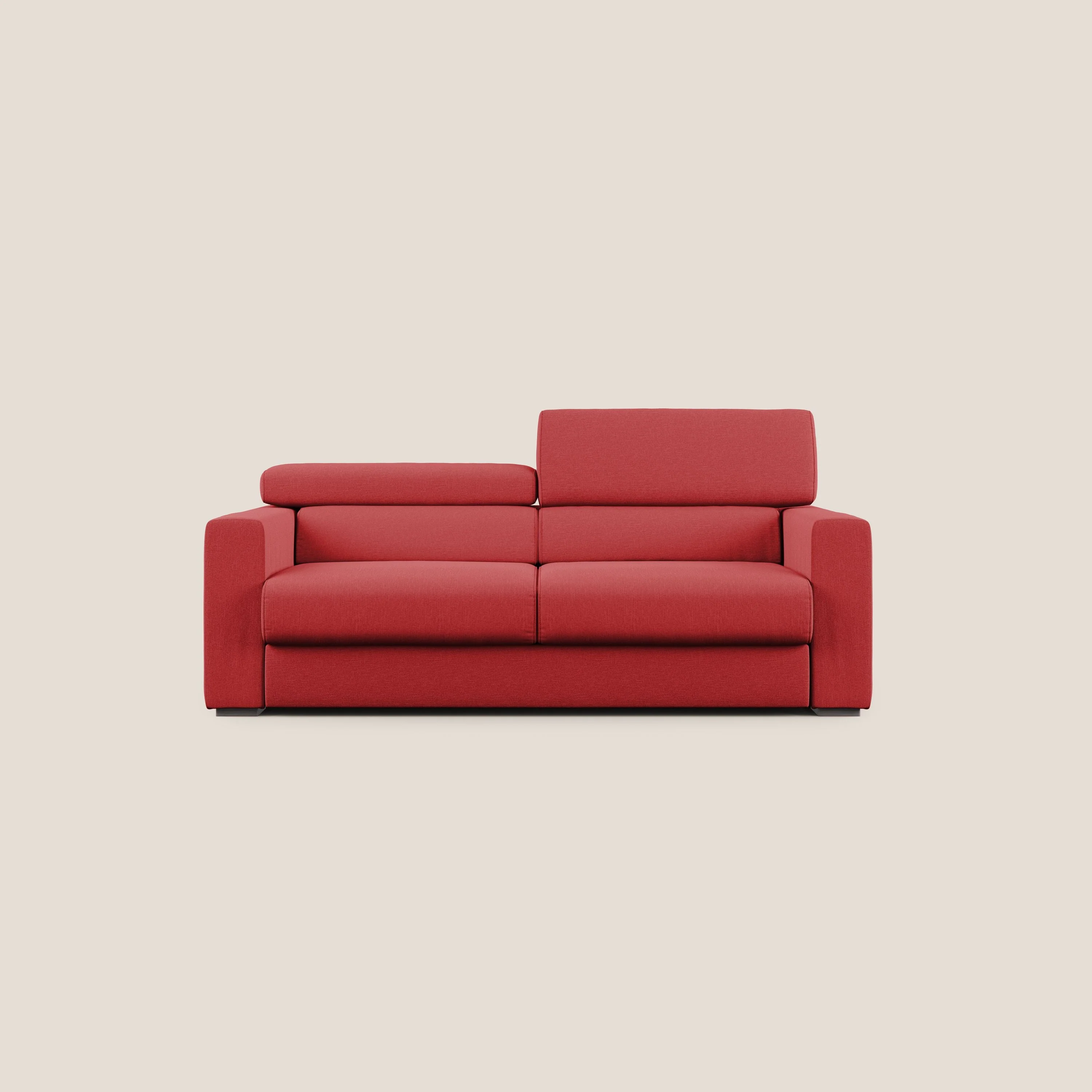 Dylan canapé avec pouf extractible en tissu effet coton imperméable T13 rouge