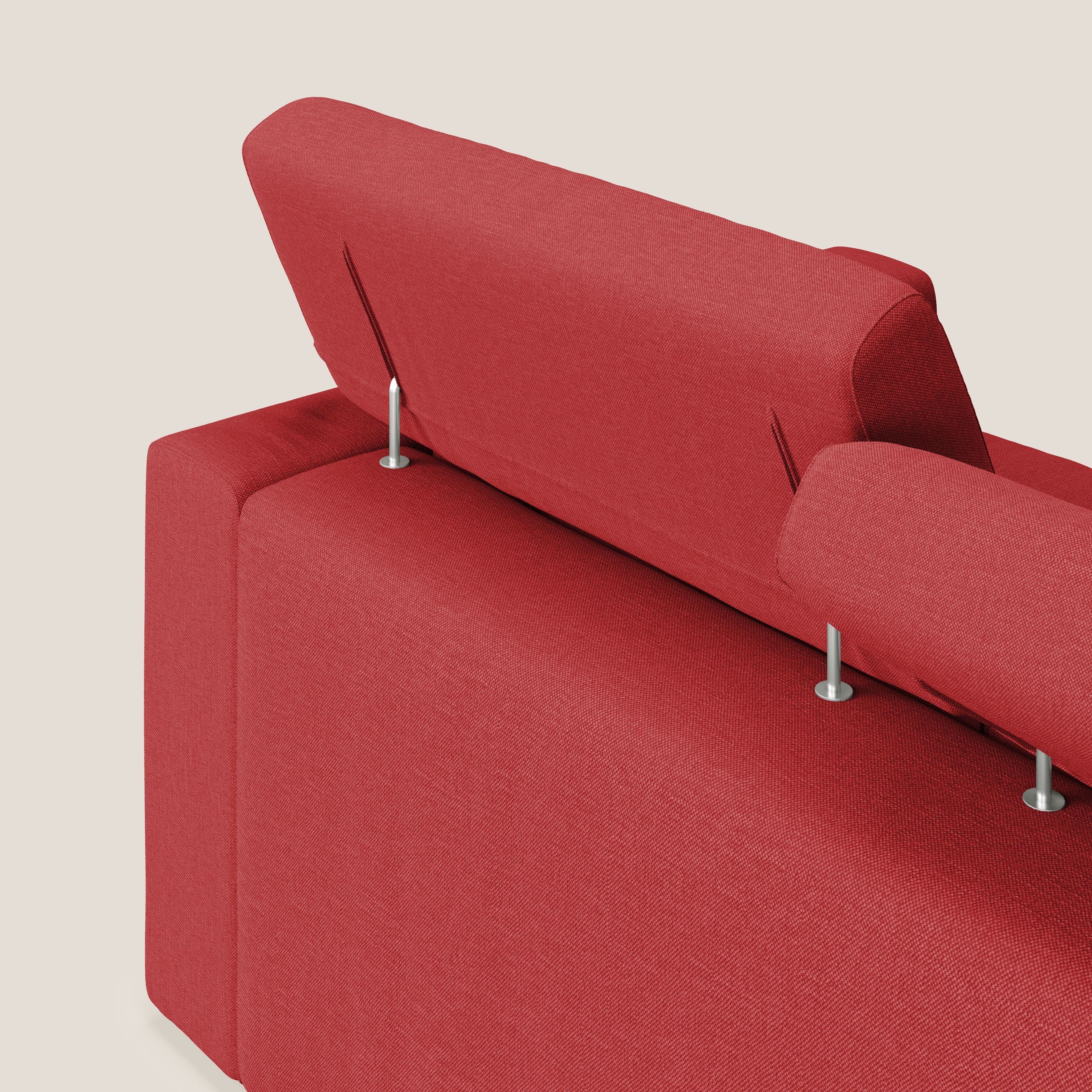 Dylan canapé avec pouf extractible en tissu effet coton imperméable T13 rouge - Image 10
