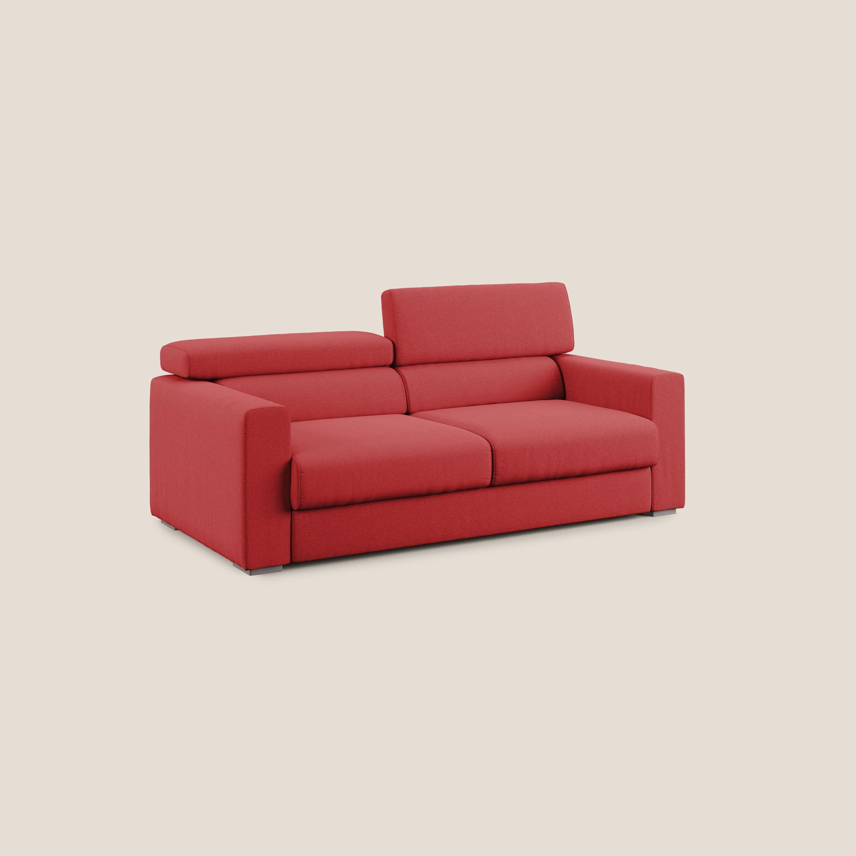 Dylan canapé avec pouf extractible en tissu effet coton imperméable T13 rouge - Image 3