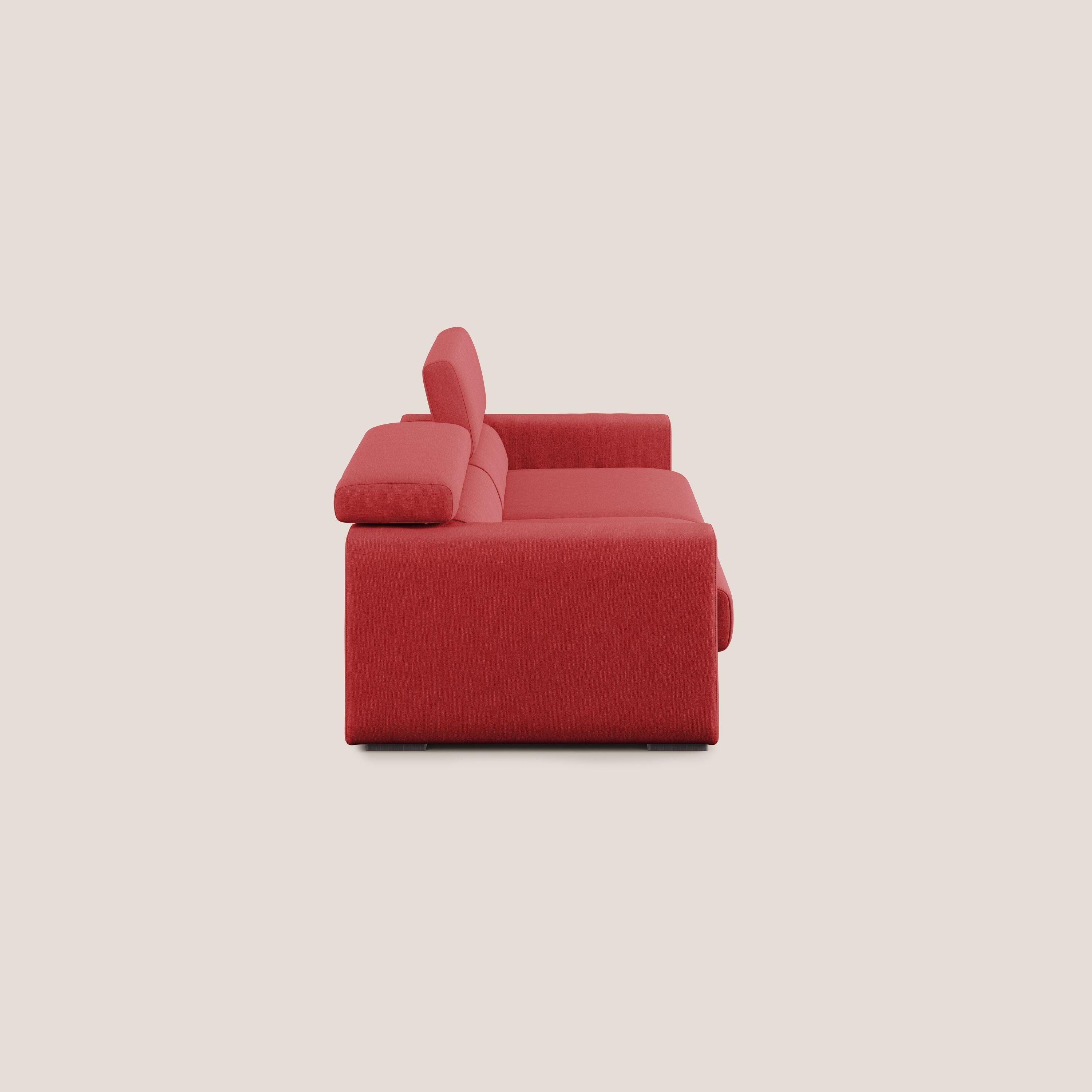 Dylan canapé avec pouf extractible en tissu effet coton imperméable T13 rouge - Image 4