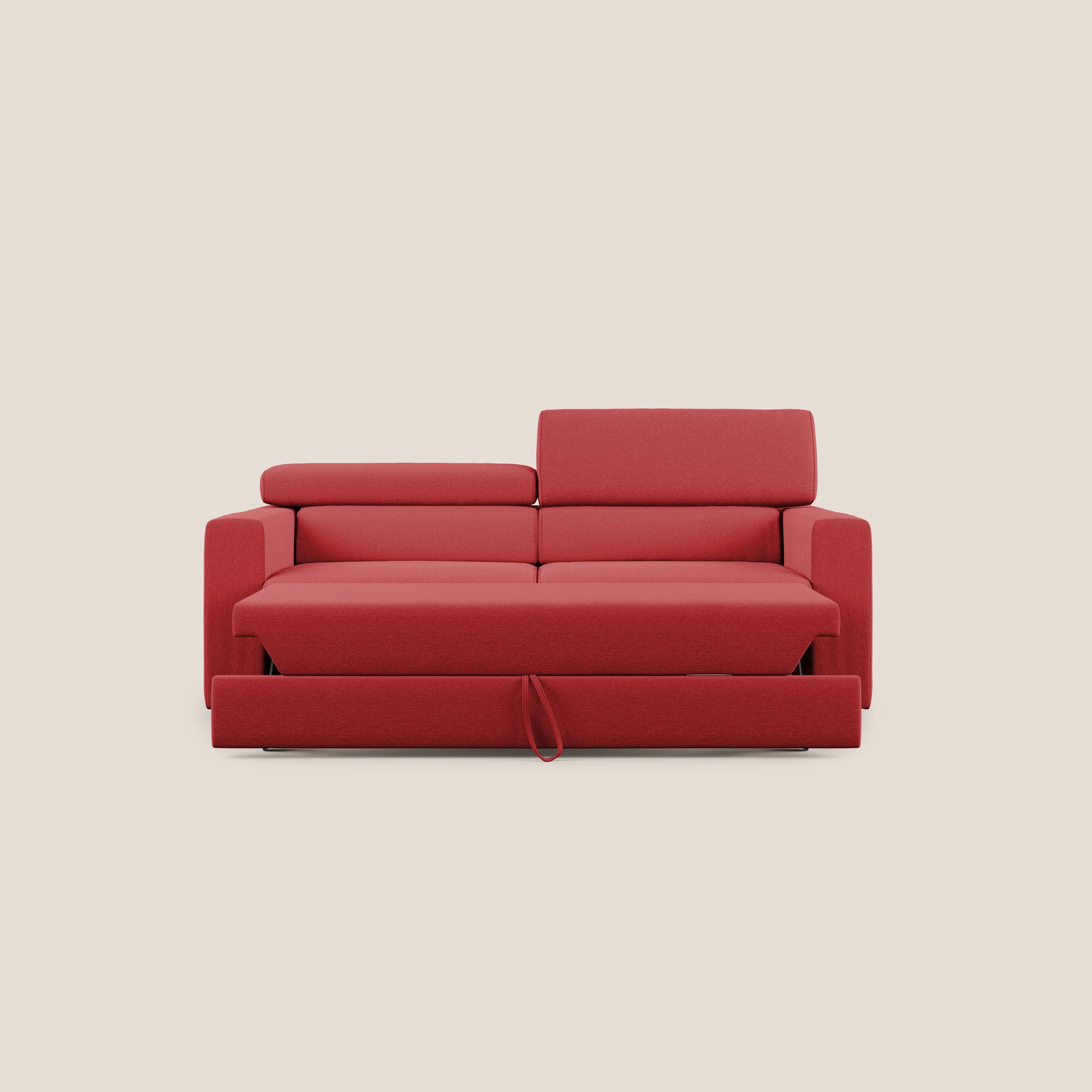Dylan canapé avec pouf extractible en tissu effet coton imperméable T13 rouge - Image 6