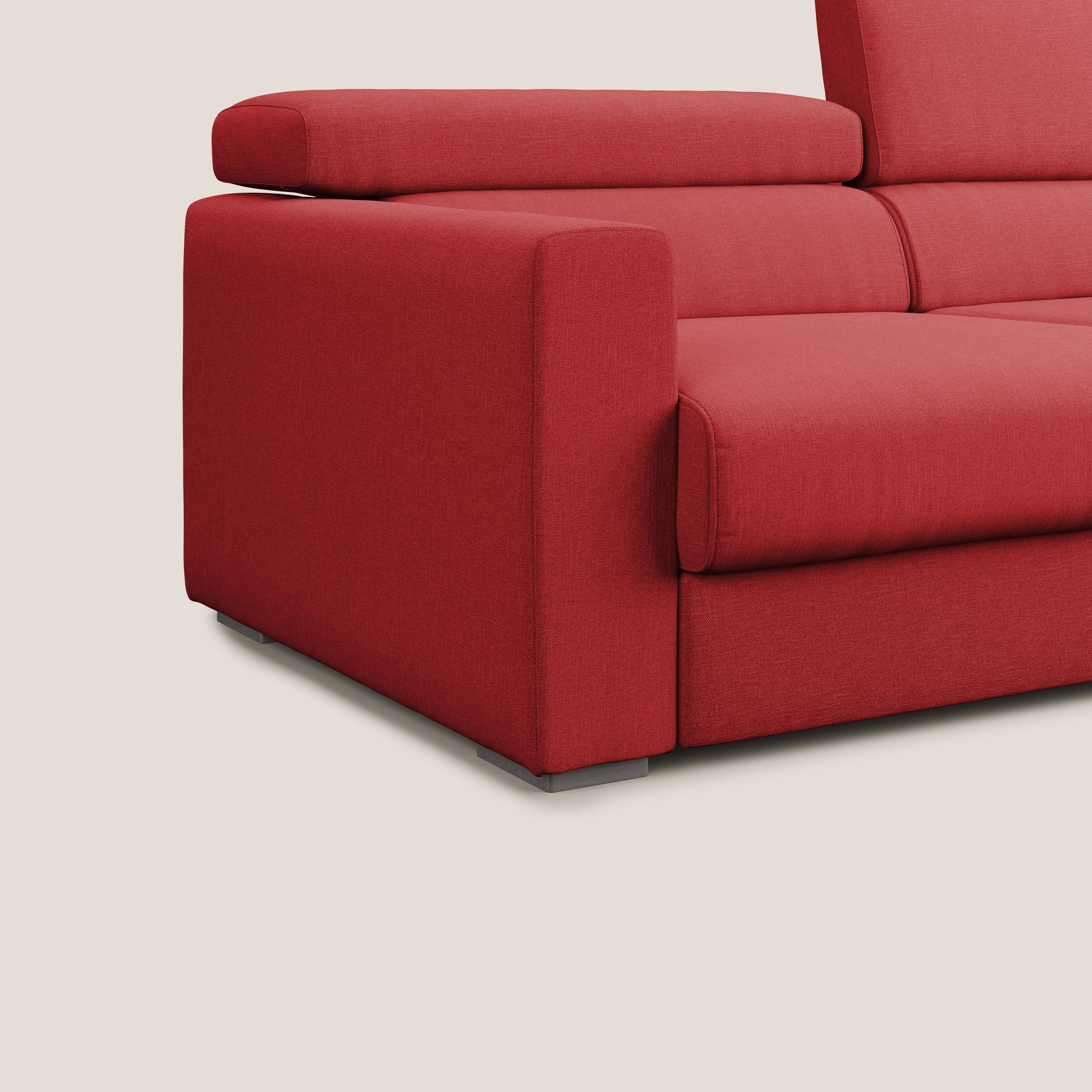 Dylan canapé avec pouf extractible en tissu effet coton imperméable T13 rouge - Image 7
