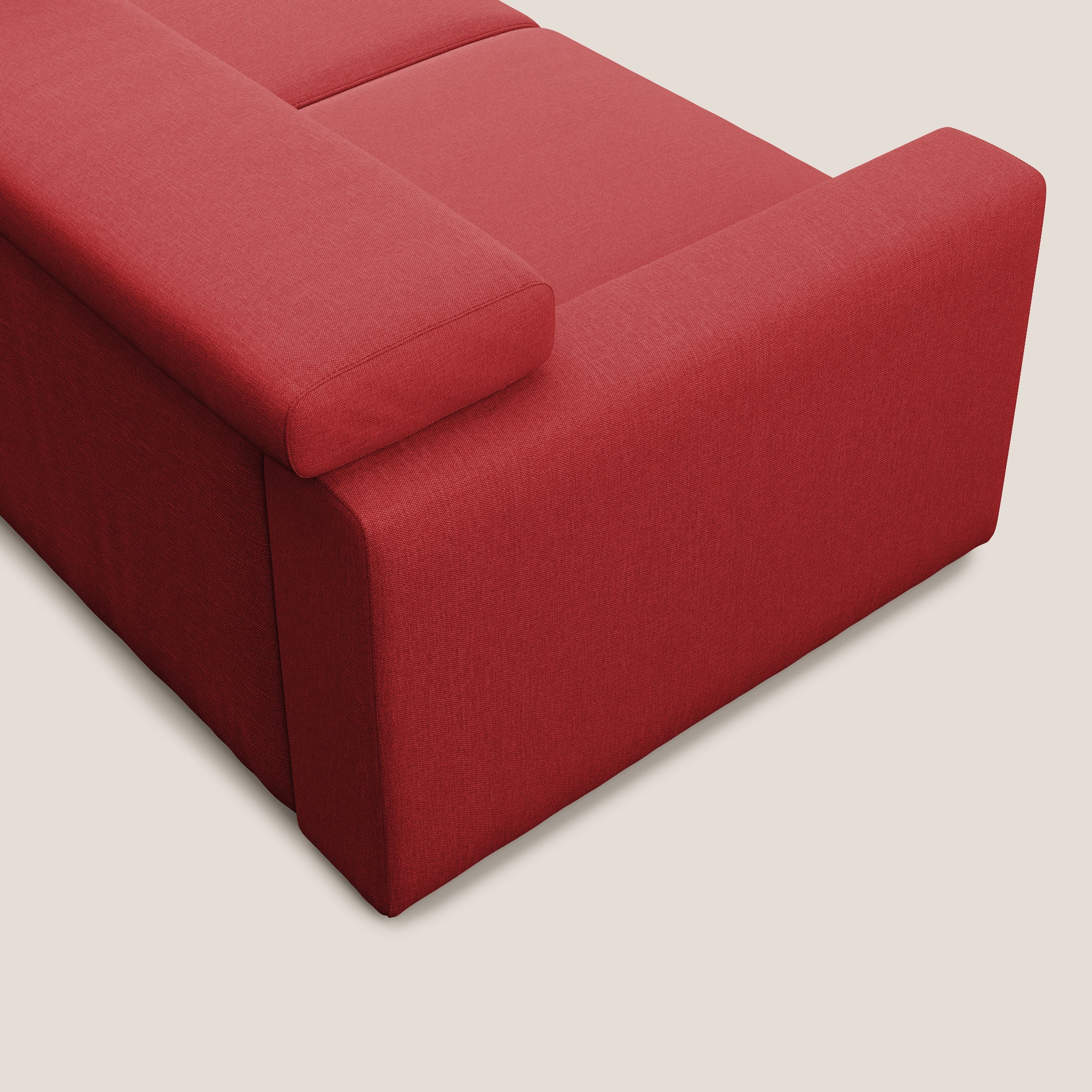 Dylan canapé avec pouf extractible en tissu effet coton imperméable T13 rouge - Image 8