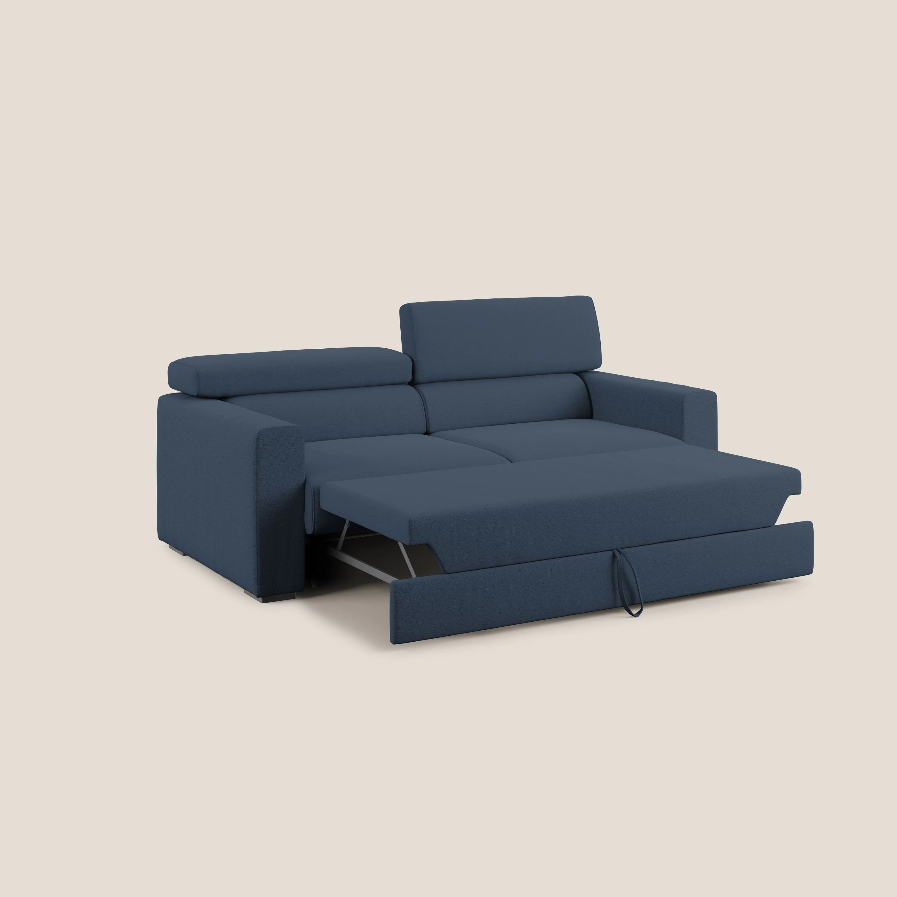Dylan canapé avec pouf extractible en tissu flamme effet coton impermeabile T19 bleu - Image 2