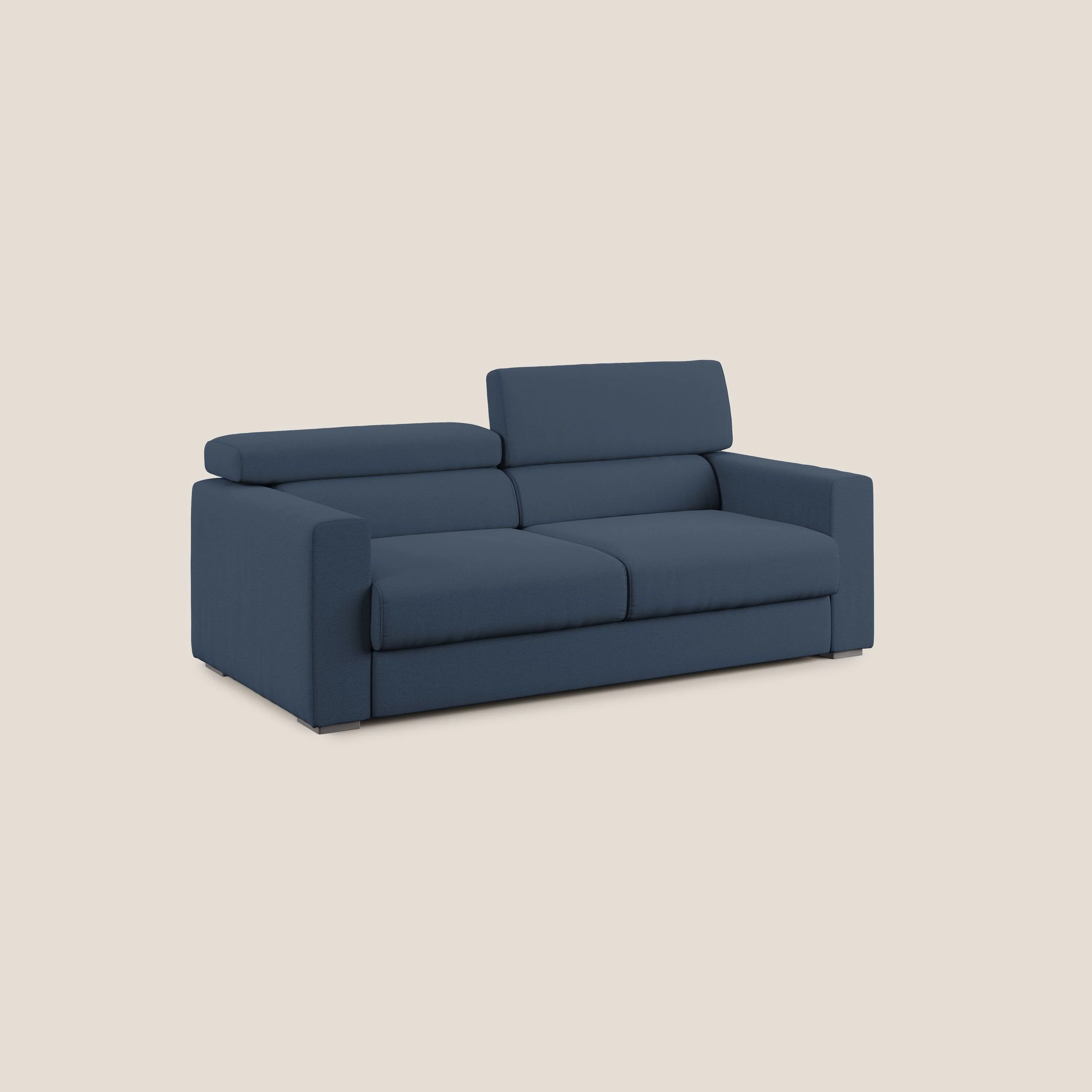Dylan canapé avec pouf extractible en tissu flamme effet coton impermeabile T19 bleu - Image 3