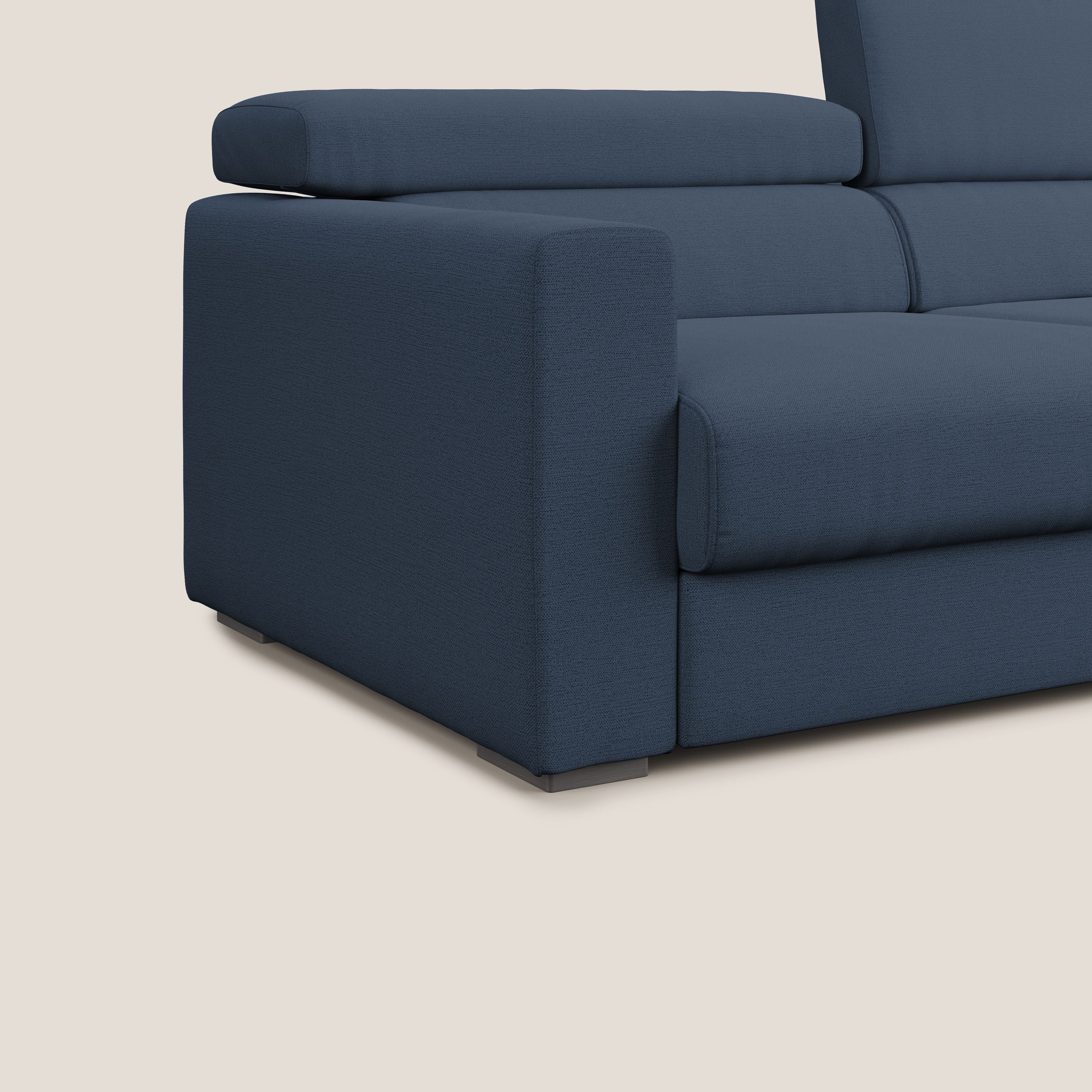 Dylan canapé avec pouf extractible en tissu flamme effet coton impermeabile T19 bleu - Image 6
