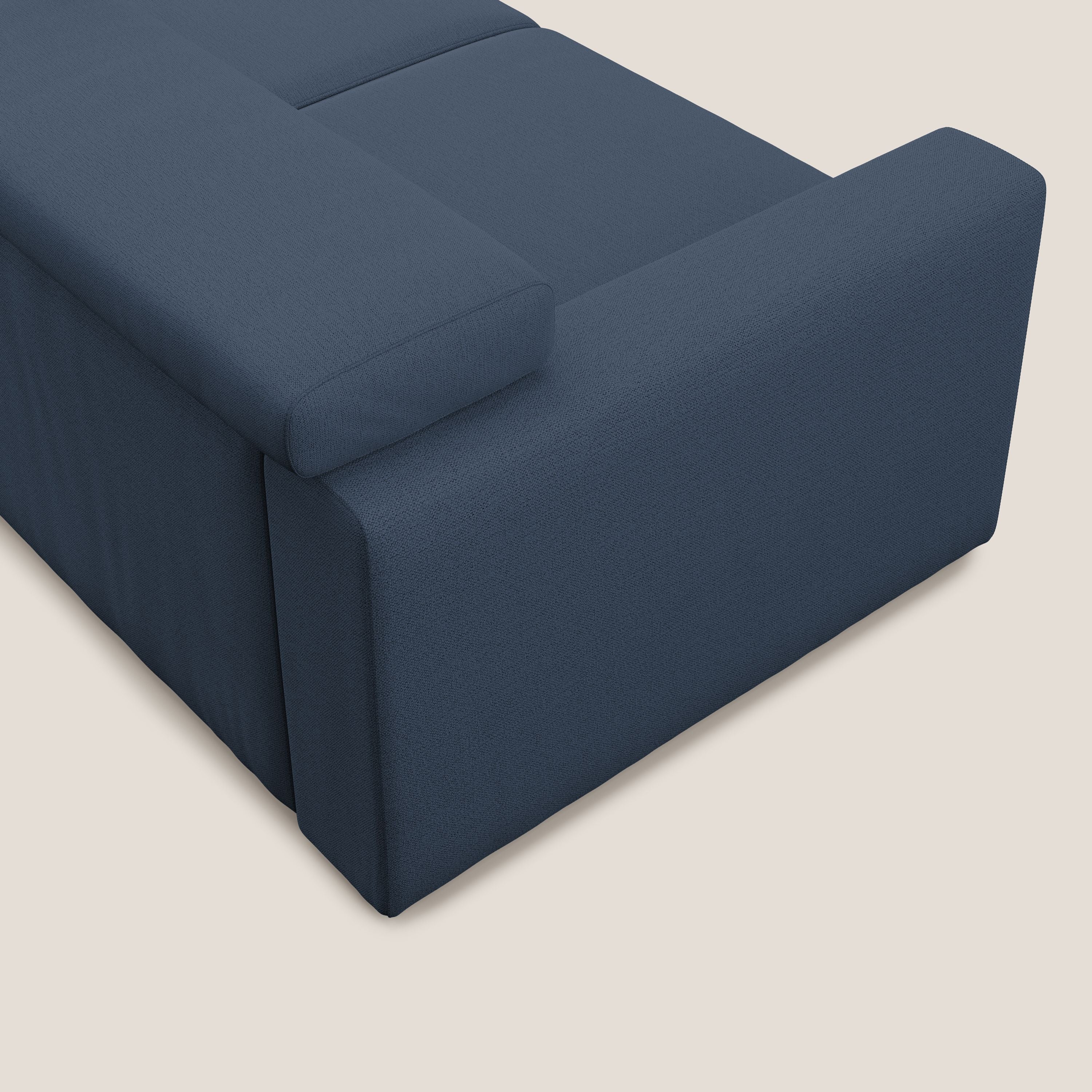 Dylan canapé avec pouf extractible en tissu flamme effet coton impermeabile T19 bleu - Image 7