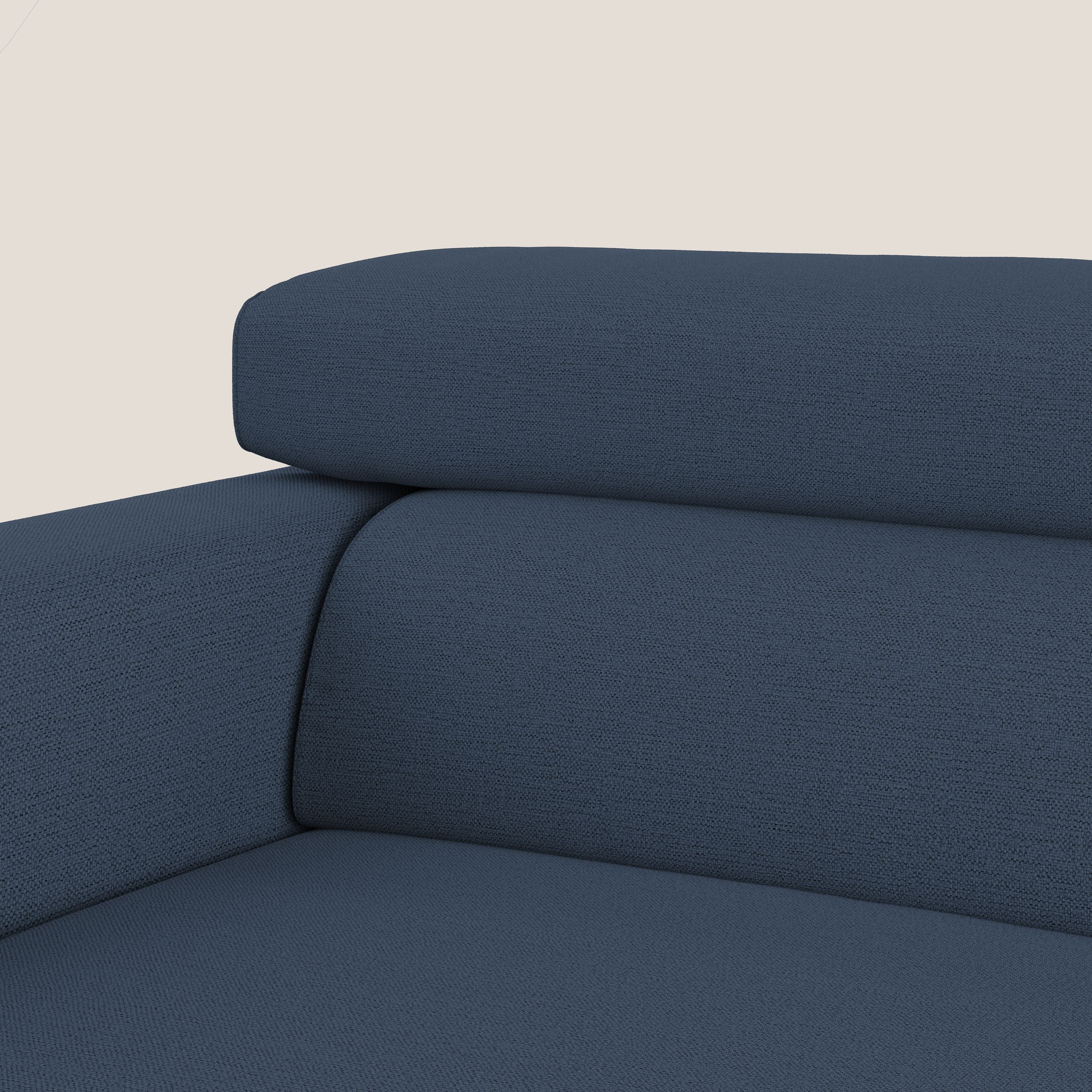 Dylan canapé avec pouf extractible en tissu flamme effet coton impermeabile T19 bleu - Image 8