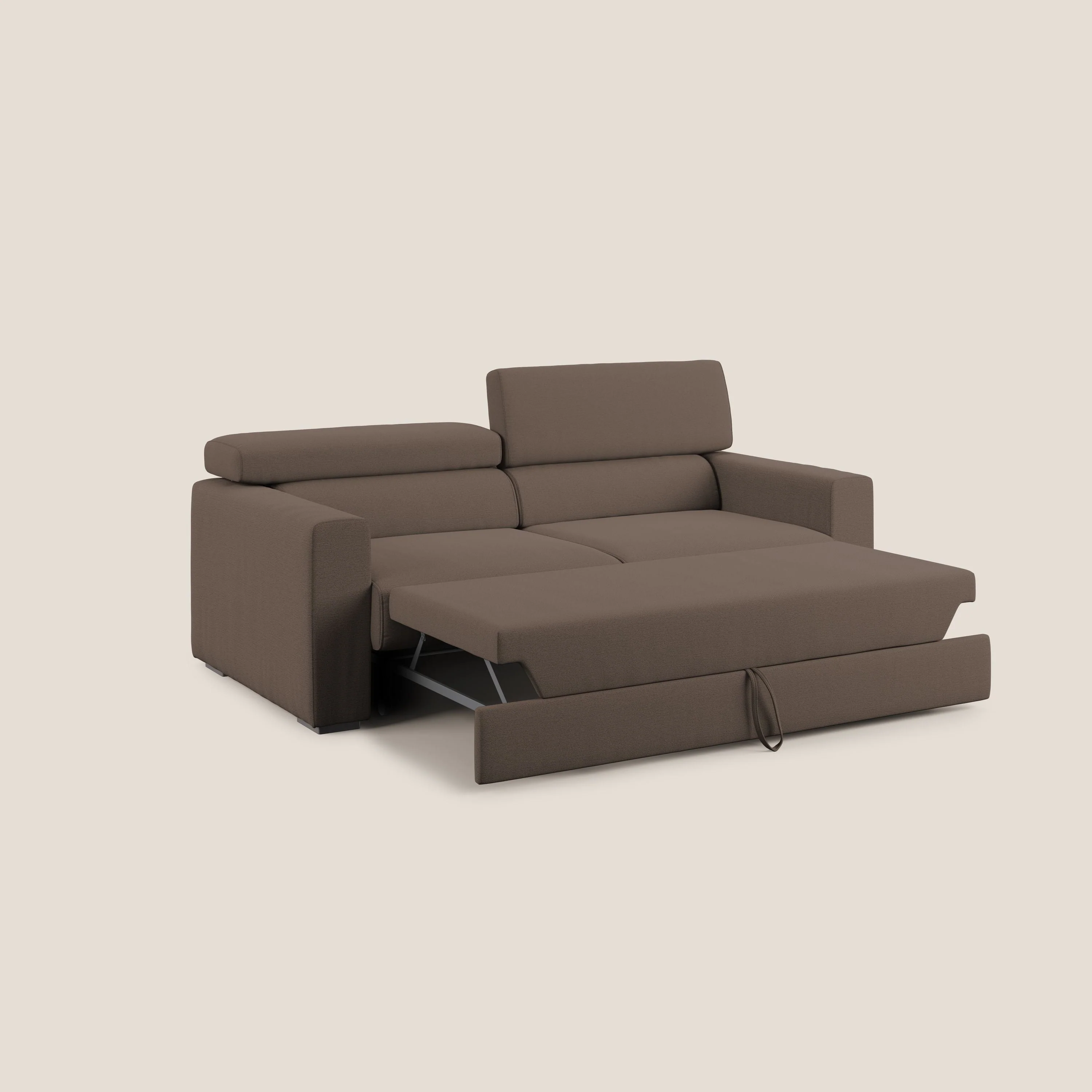 Dylan canapé avec pouf extractible en tissu flamme effet coton impermeabile T19 marron - Image 2