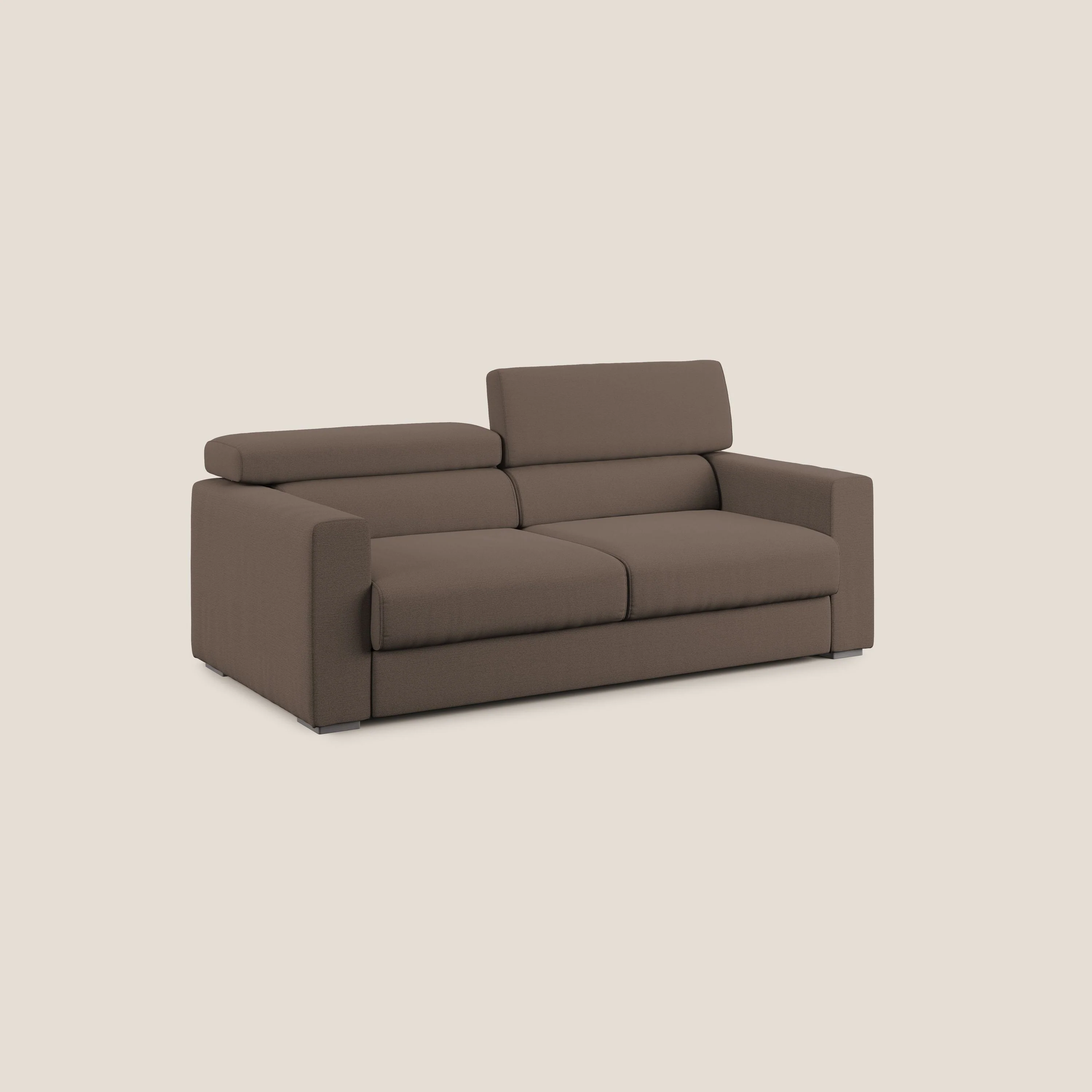 Dylan canapé avec pouf extractible en tissu flamme effet coton impermeabile T19 marron - Image 3