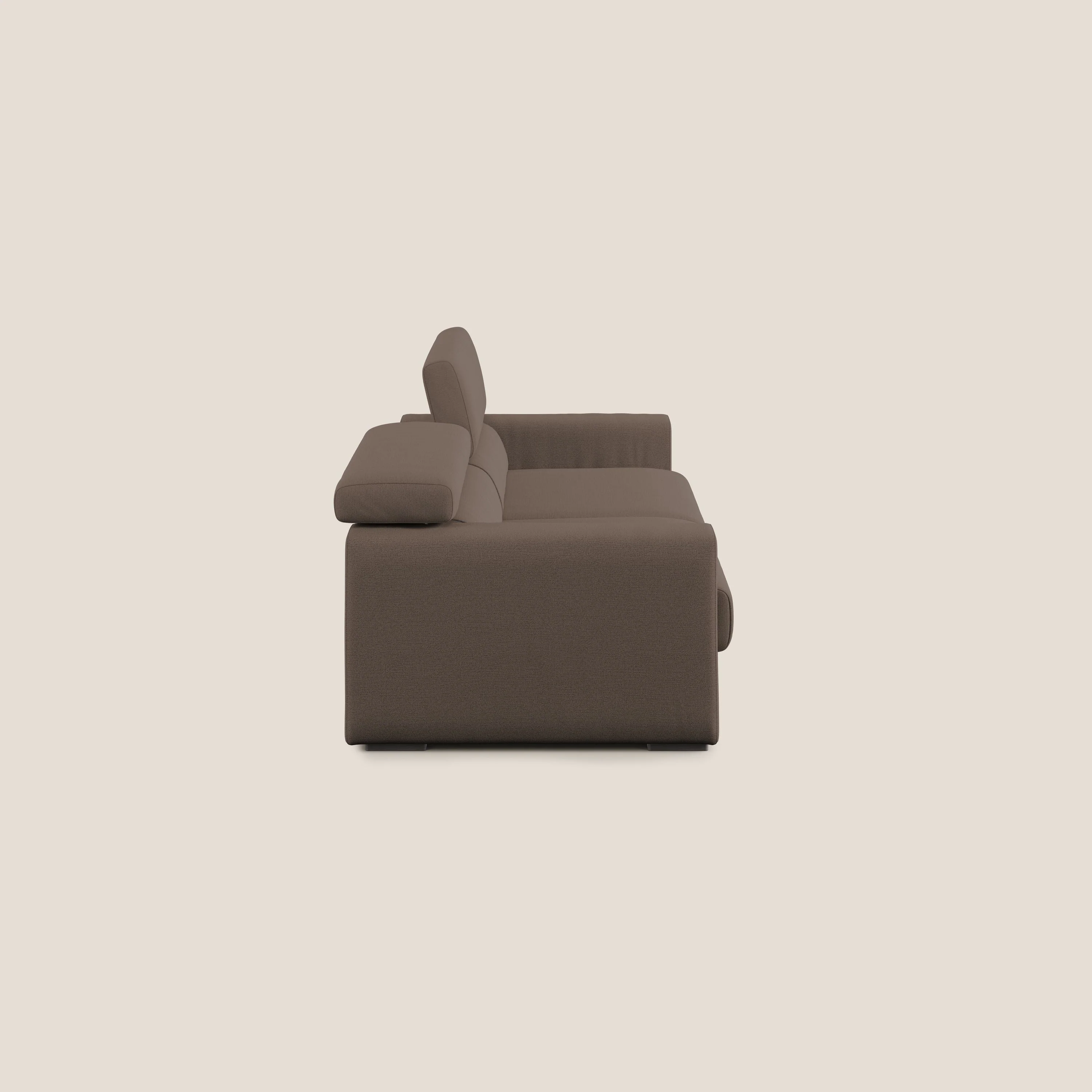 Dylan canapé avec pouf extractible en tissu flamme effet coton impermeabile T19 marron - Image 4