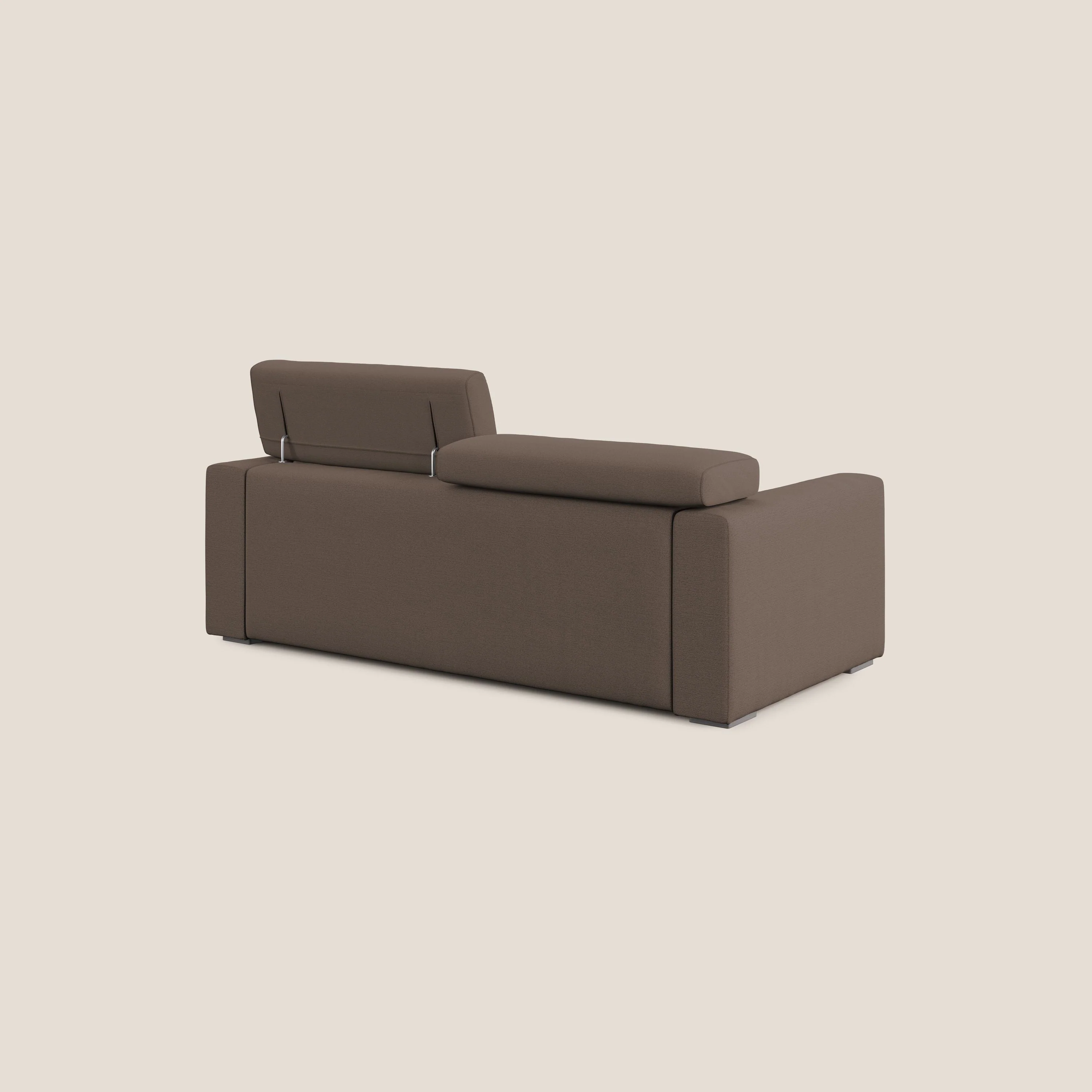 Dylan canapé avec pouf extractible en tissu flamme effet coton impermeabile T19 marron - Image 5