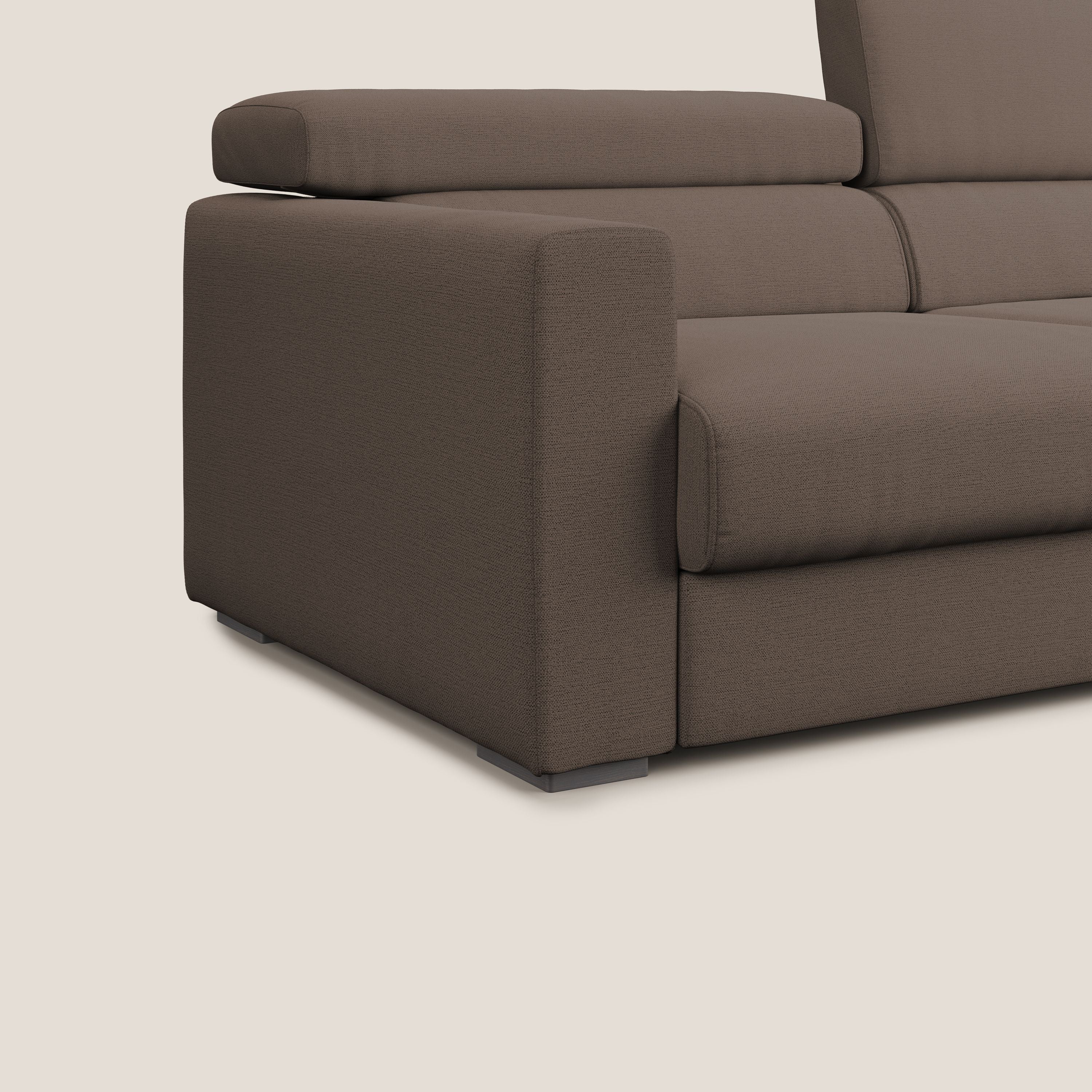 Dylan canapé avec pouf extractible en tissu flamme effet coton impermeabile T19 marron - Image 6