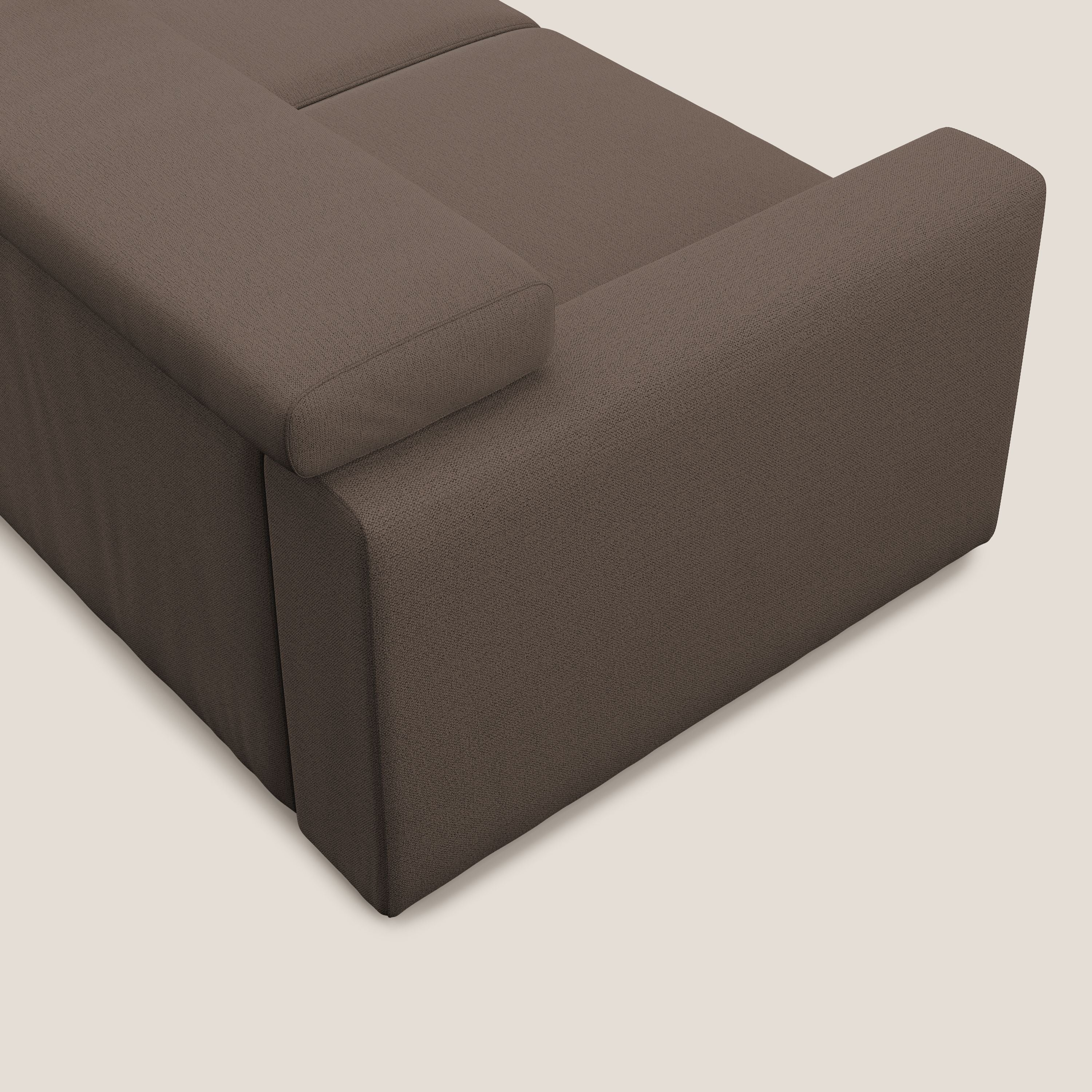Dylan canapé avec pouf extractible en tissu flamme effet coton impermeabile T19 marron - Image 7