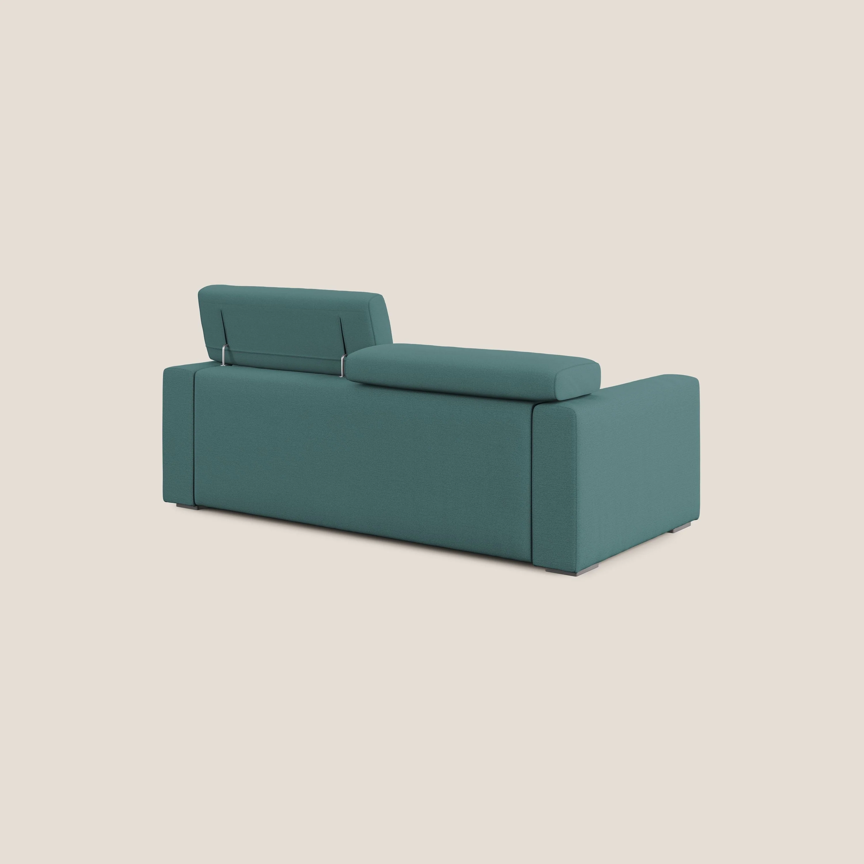 Dylan canapé avec pouf extractible en tissu flamme effet coton impermeabile T19 bleu canard - Image 5