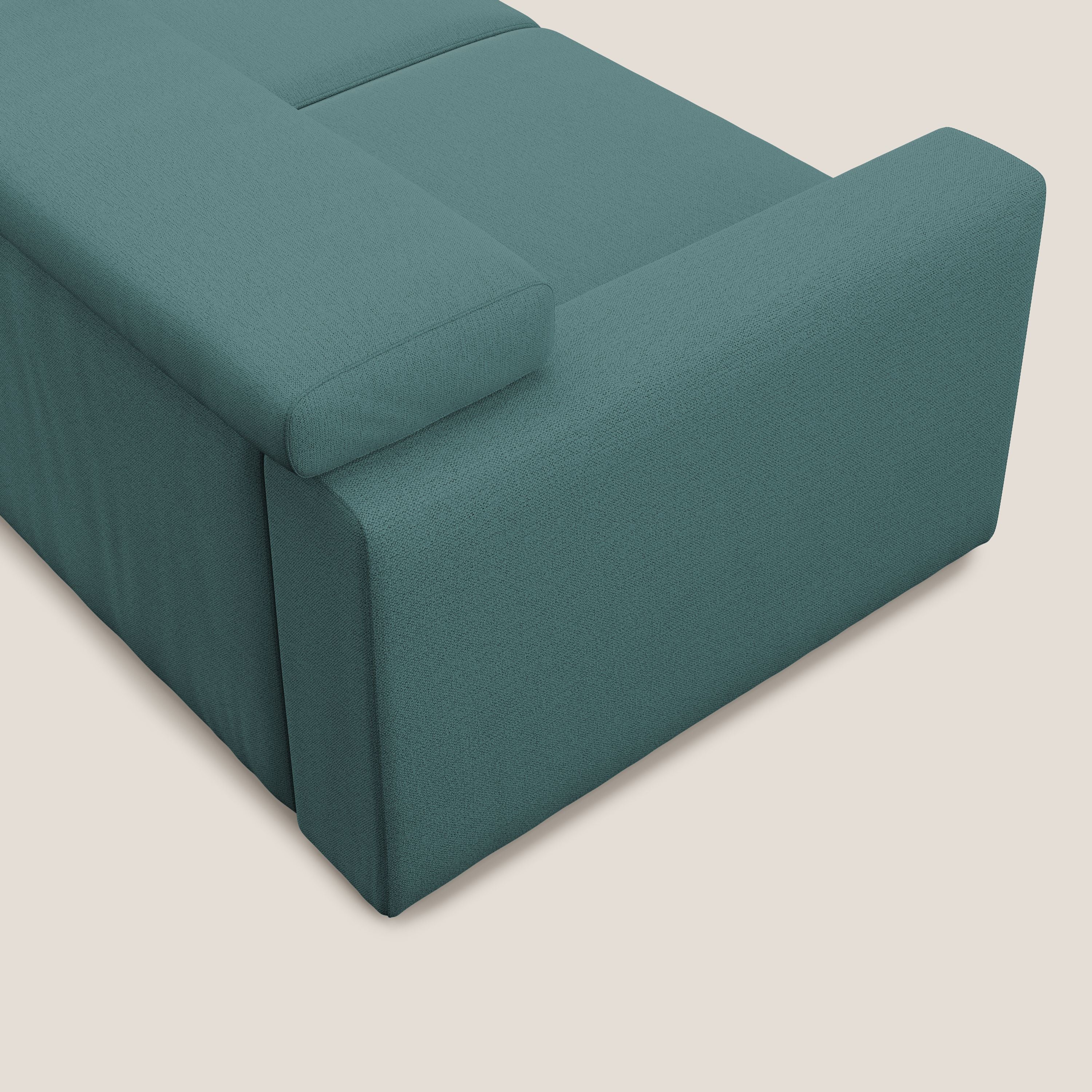 Dylan canapé avec pouf extractible en tissu flamme effet coton impermeabile T19 bleu canard - Image 7