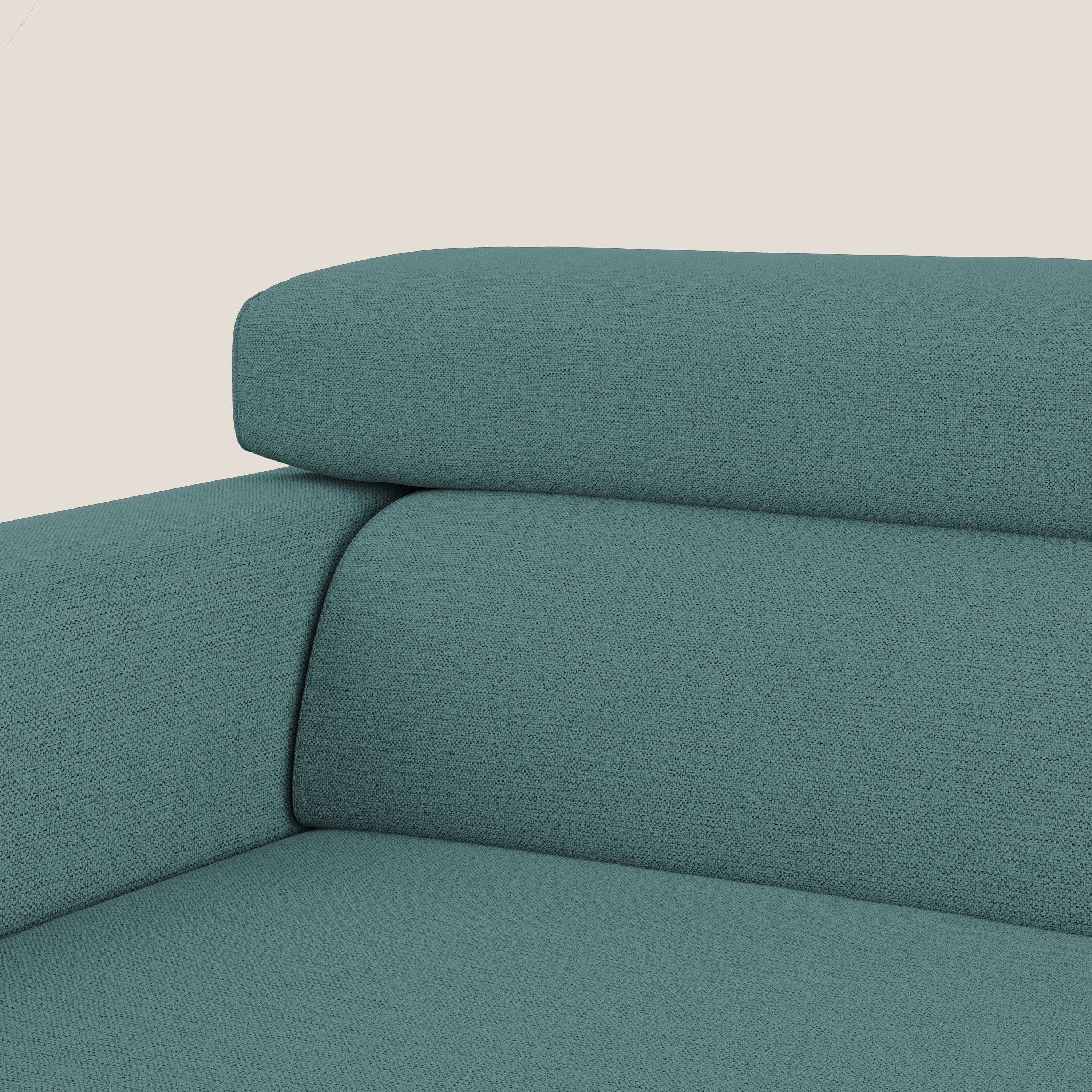 Dylan canapé avec pouf extractible en tissu flamme effet coton impermeabile T19 bleu canard - Image 8