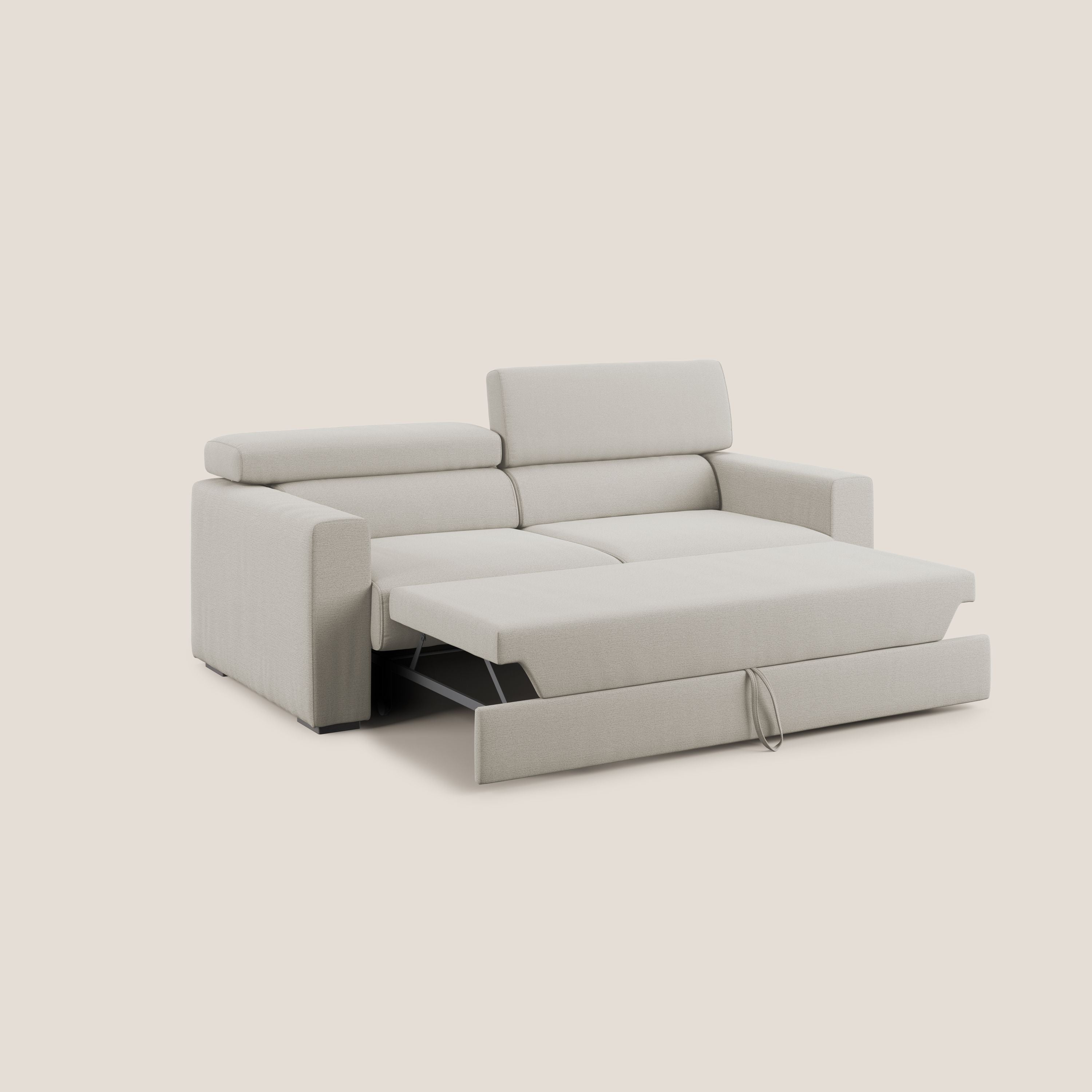 Dylan canapé avec pouf extractible en tissu flamme effet coton impermeabile T19 crème - Image 4